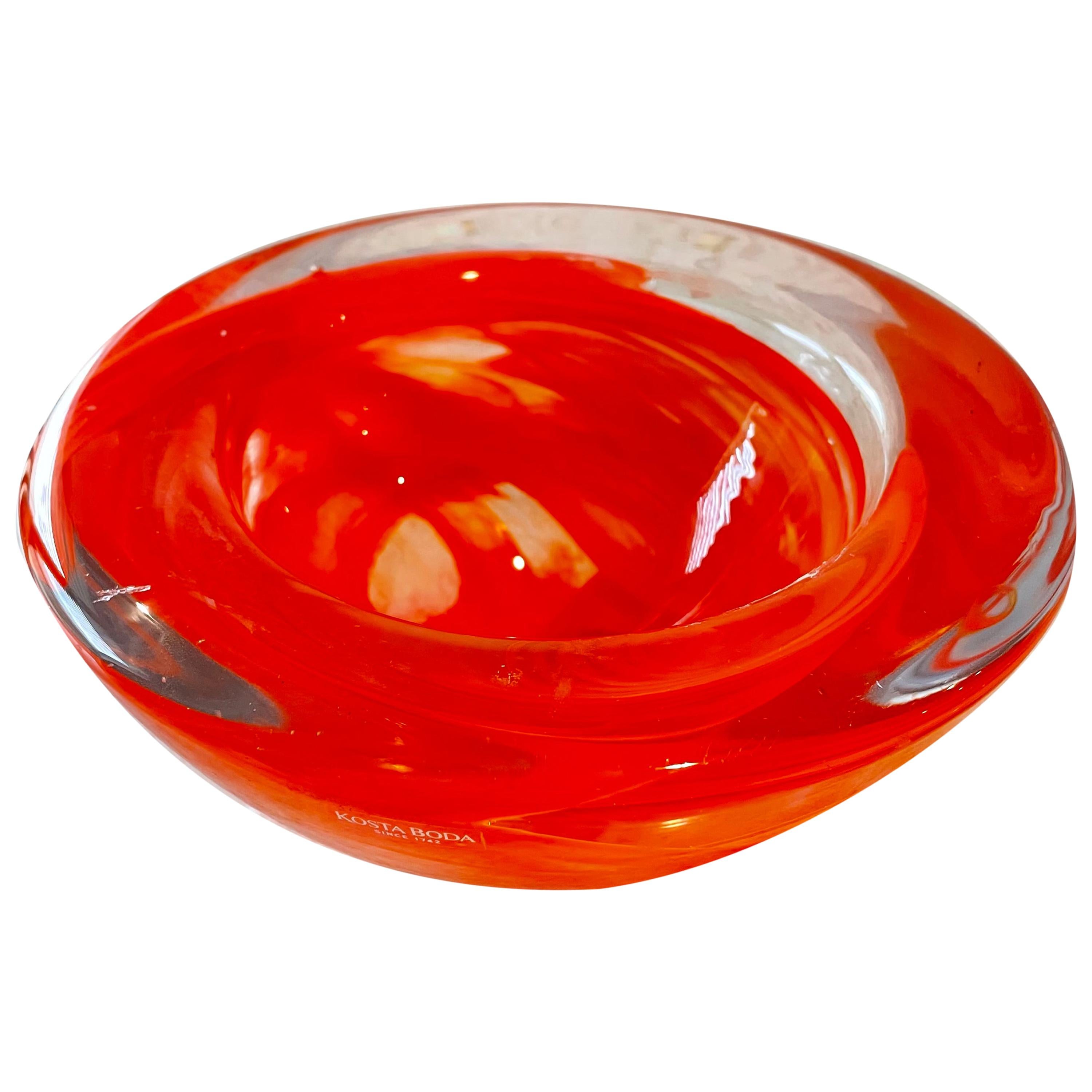 Orange Kosta Boda Bowl Votive by Anna Ehrne For Sale
