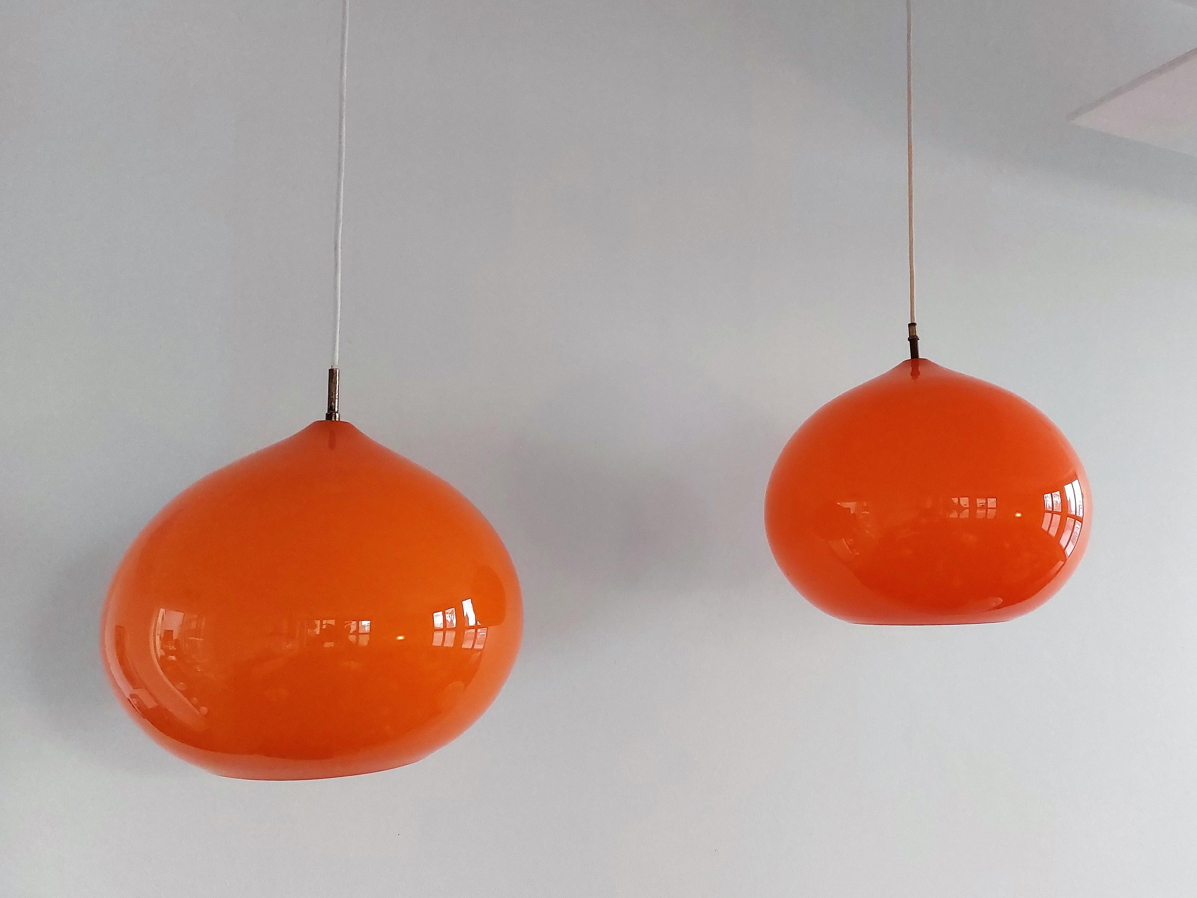 Orangefarbene L51 'Cipola' Pendelleuchte von Alessandro Pianon für Vistosi, Italien, 1950er Jahre (Muranoglas)