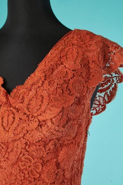 Orange lace evening dress mermaid gown Ballet INC Circa 1950's