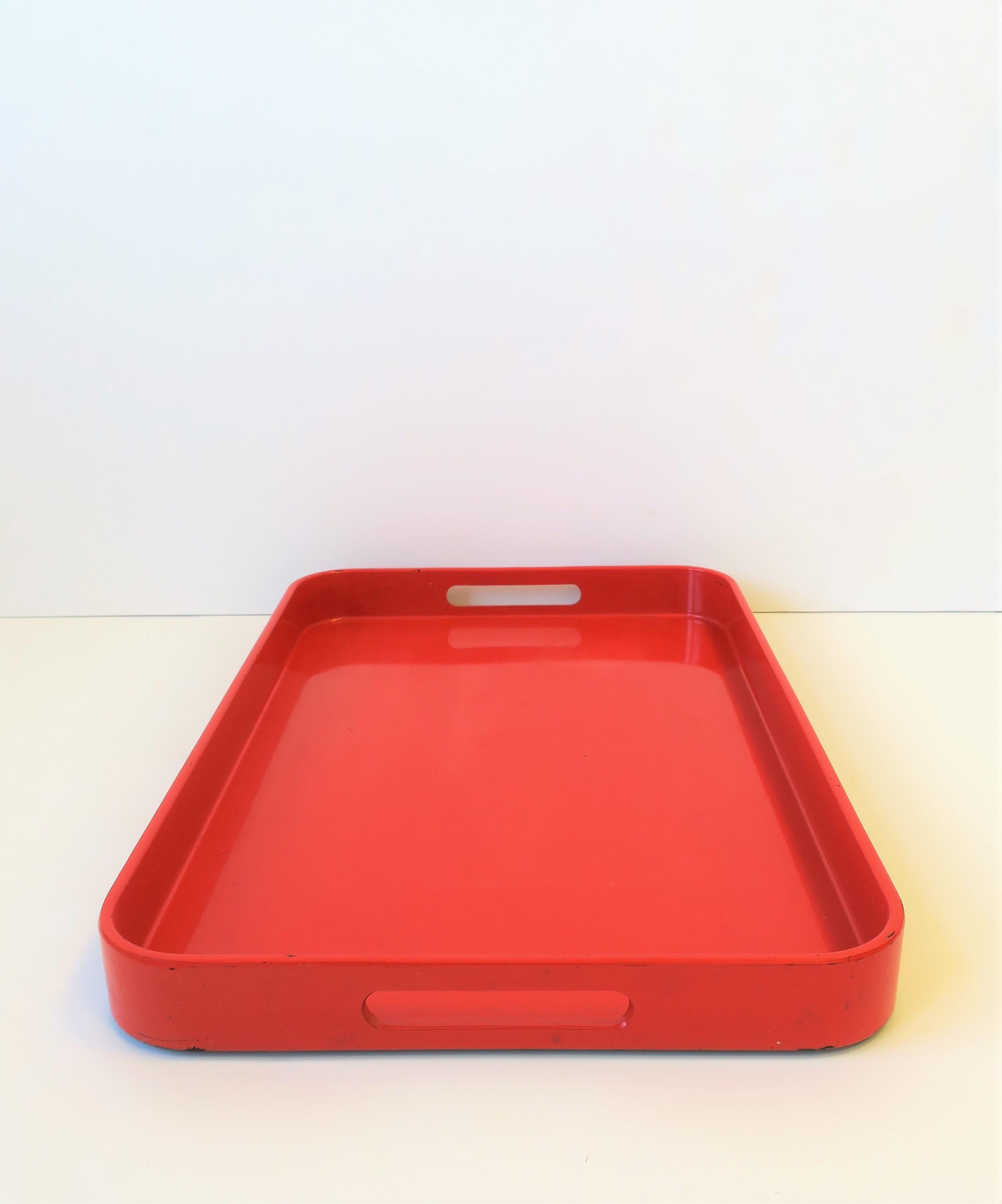 Orange Lacquer Tray In Good Condition In New York, NY