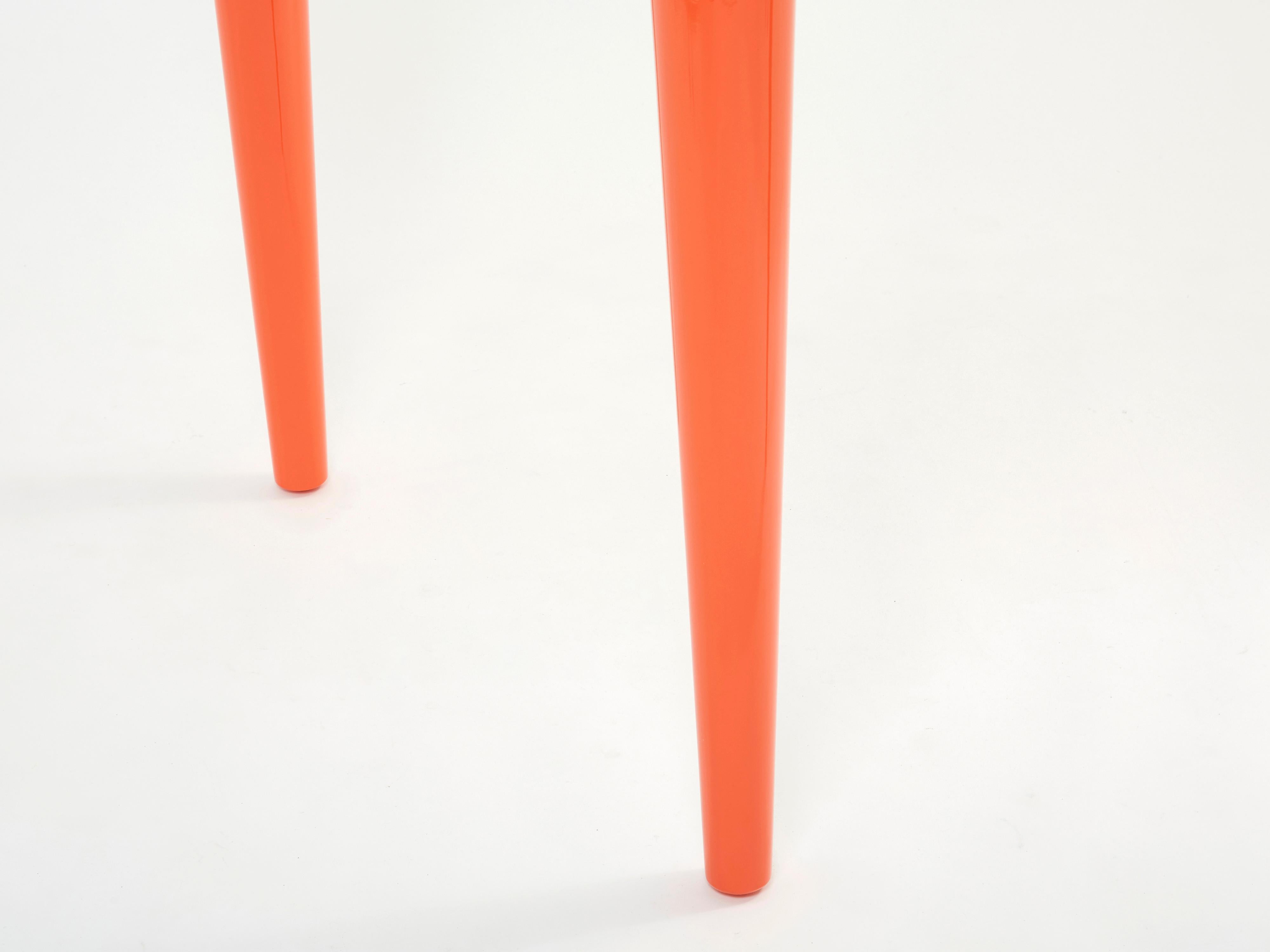Orange Lacquered and Bronze Glass Console Table by Garouste & Bonetti 1995 For Sale 5