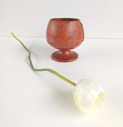 Orange Lacquered Ceramic Goblet Vase by A J Höganäs, Stockholm, Sweden