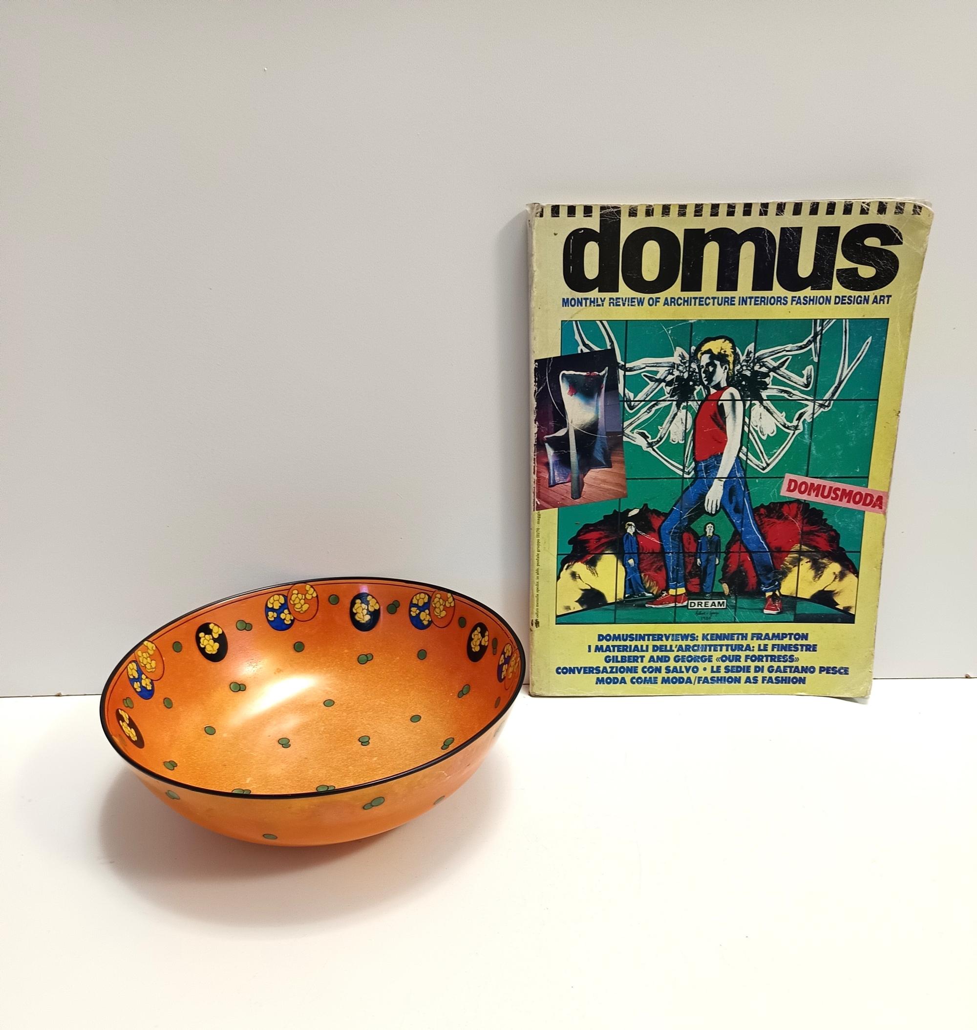 Mid-Century Modern Orange Lacquered Porcelain Catchall by Royal Doulton, England For Sale