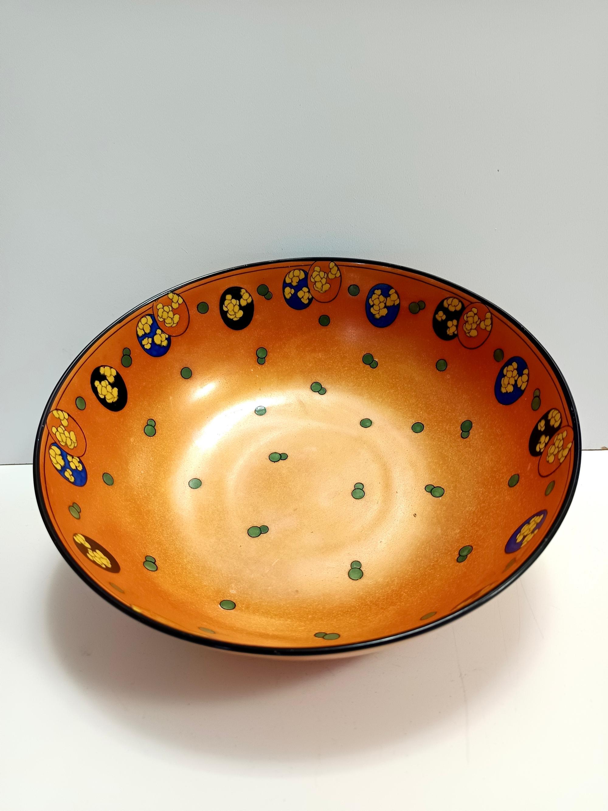 Early 20th Century Orange Lacquered Porcelain Catchall by Royal Doulton, England For Sale