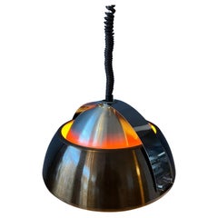 Orangefarbene Lakro Amstelveen Space Age-Pendelleuchte mit Rise-and-Fall-Hängelampe, 1970er Jahre