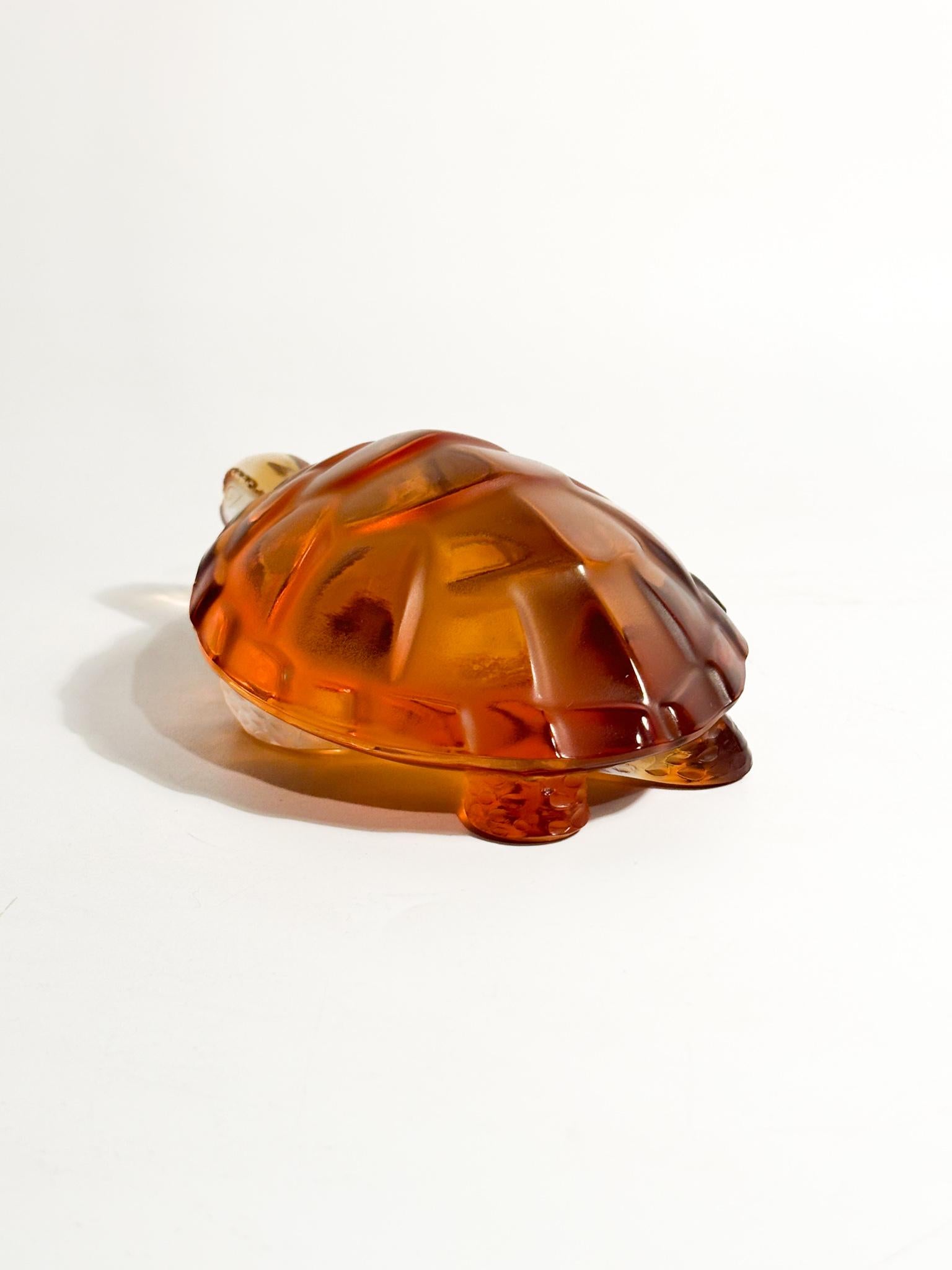 Mid-Century Modern Orange Lalique Crystal Turtle from the 1950s For Sale