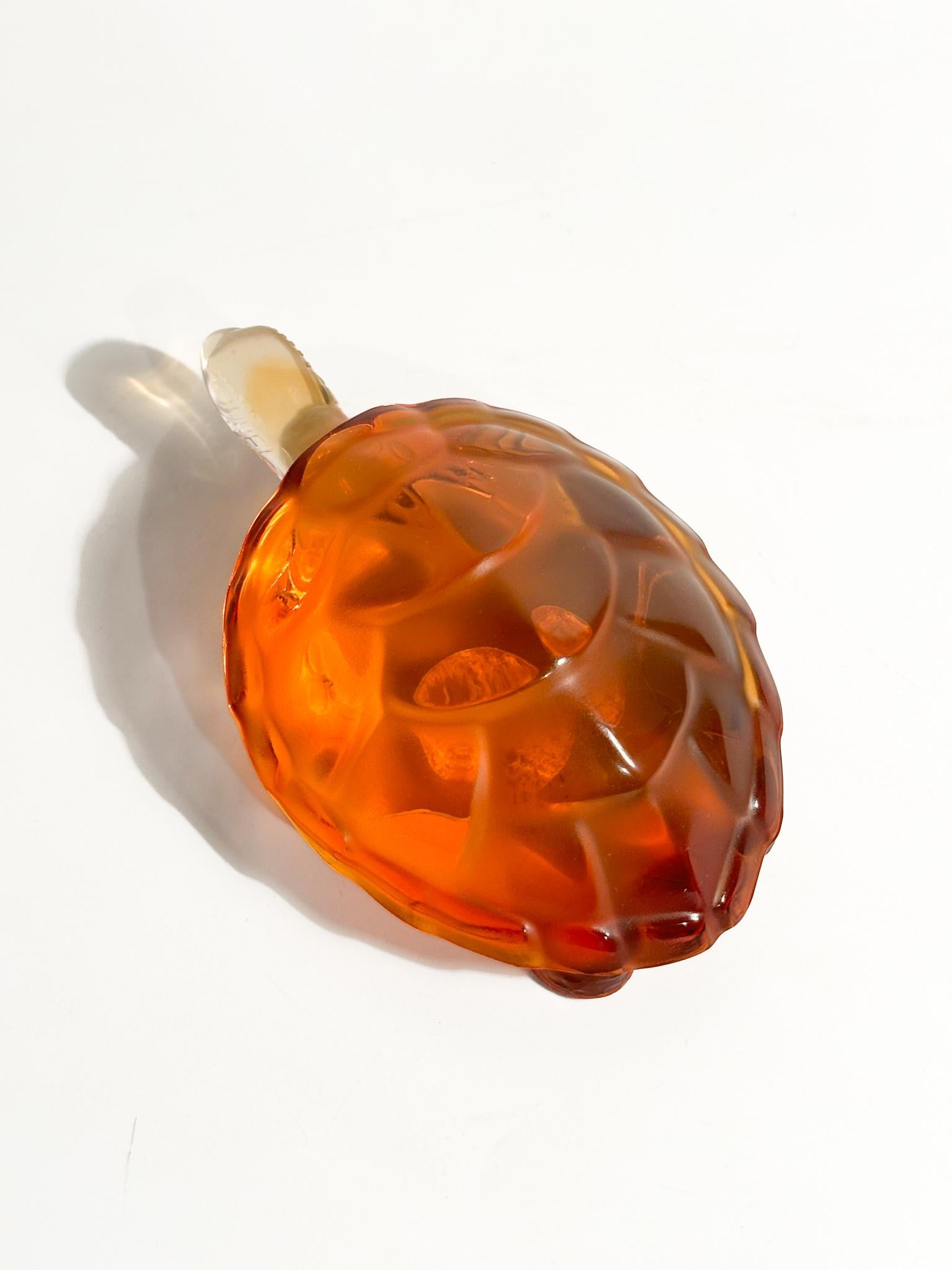 French Orange Lalique Crystal Turtle from the 1950s For Sale