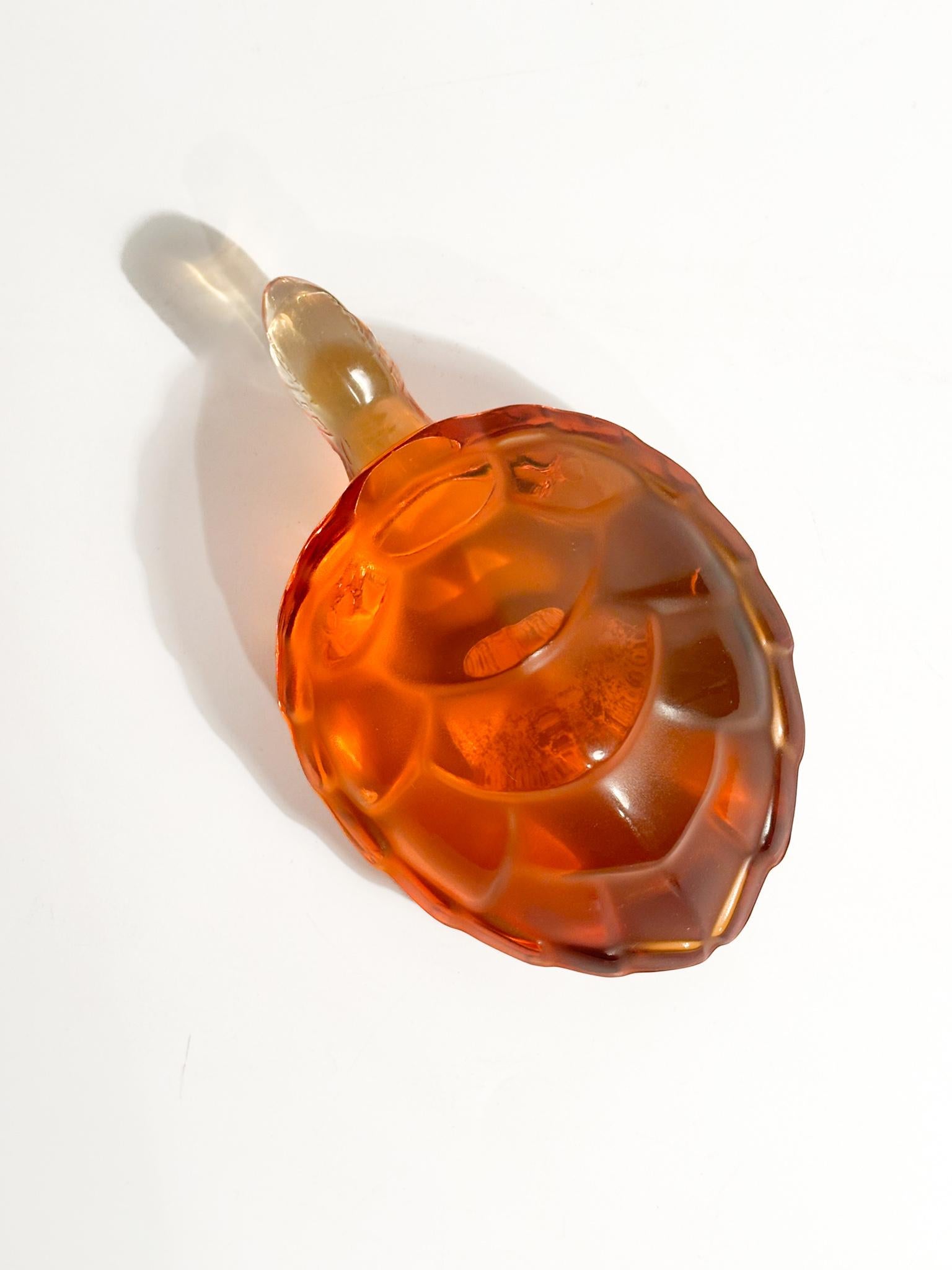 Mid-20th Century Orange Lalique Crystal Turtle from the 1950s For Sale