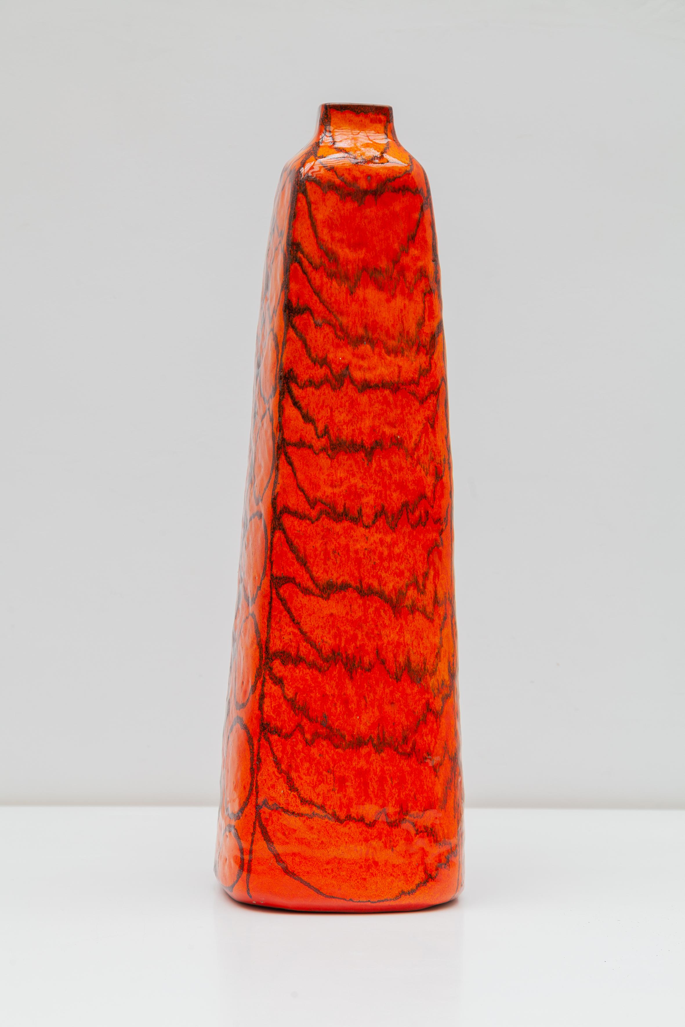 Mid-Century Modern Grand vase de sol orange conçu par Torviscosa, Italie, 1960 en vente