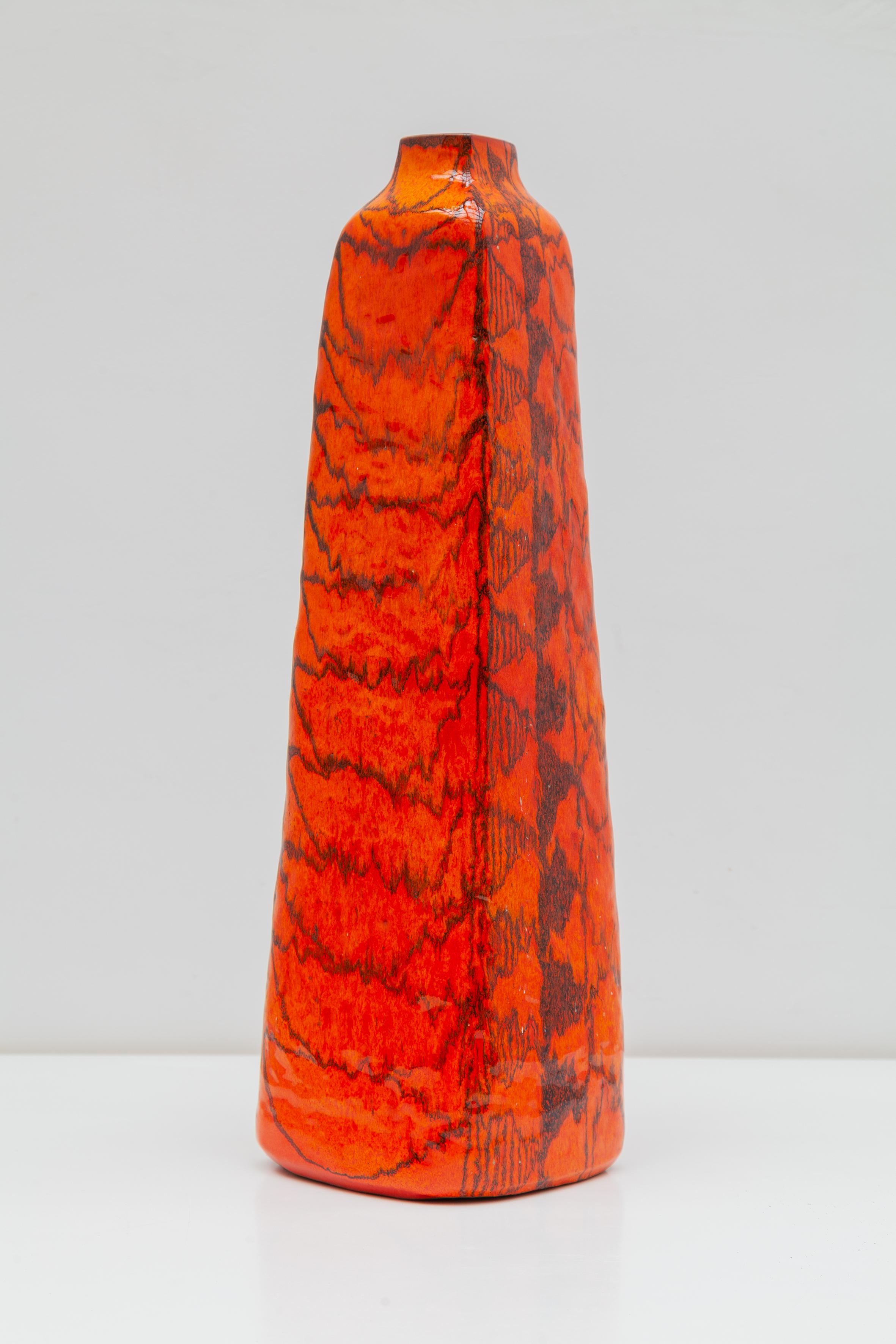 Mid-Century Modern Orange Large Floor Vase Designed by Torviscosa, Italy, 1960 For Sale