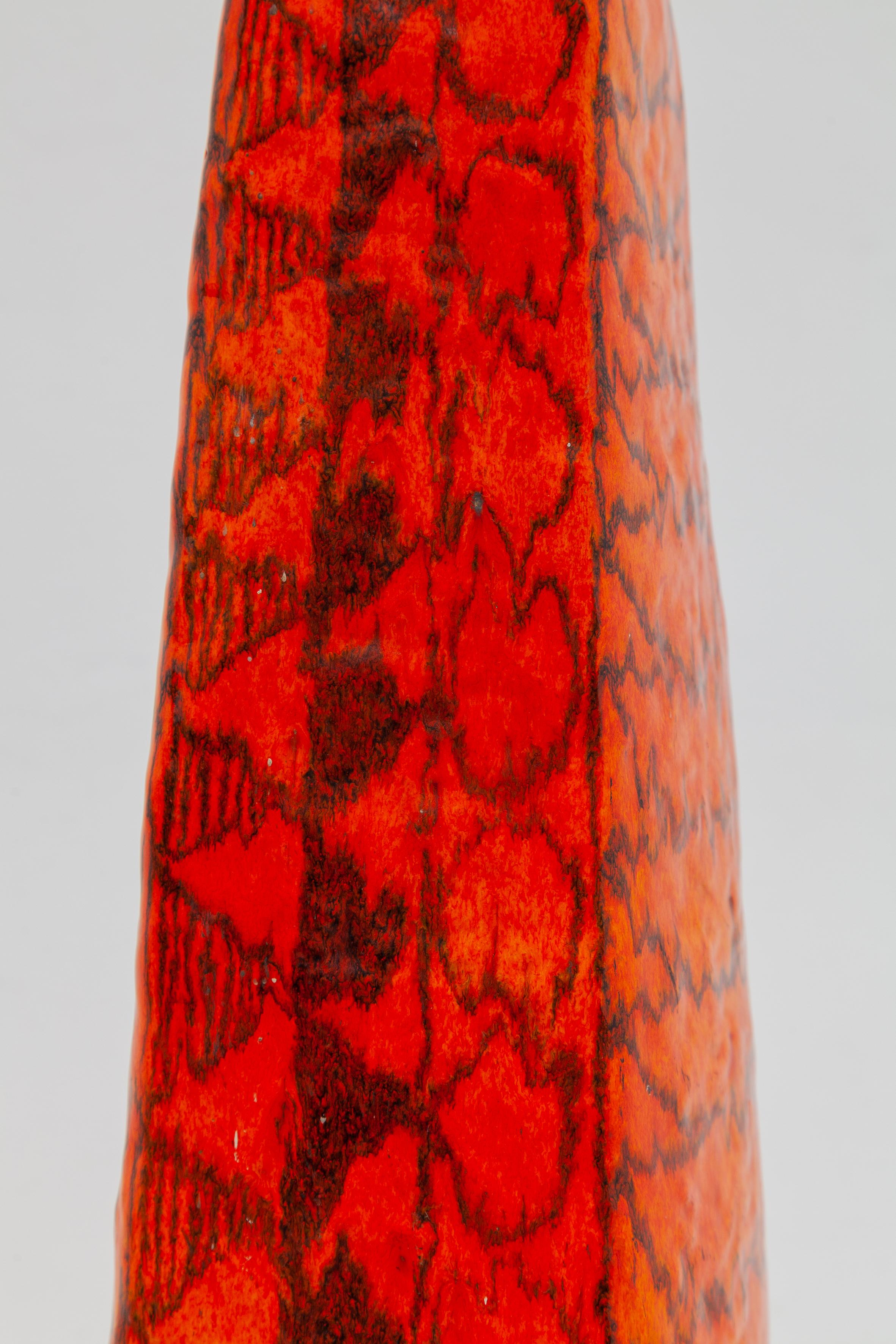 Italian Orange Large Floor Vase Designed by Torviscosa, Italy, 1960 For Sale