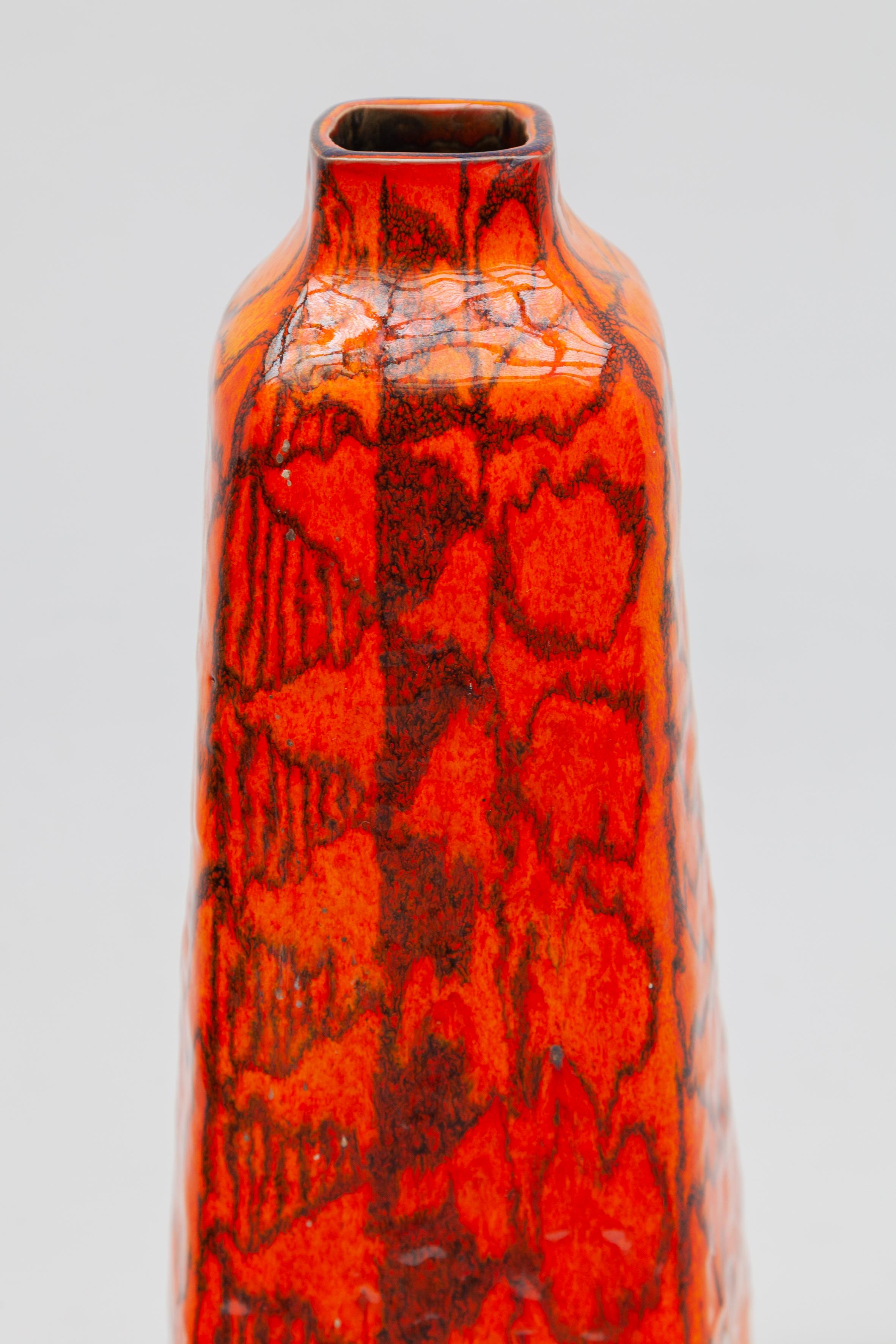 Glazed Orange Large Floor Vase Designed by Torviscosa, Italy, 1960 For Sale
