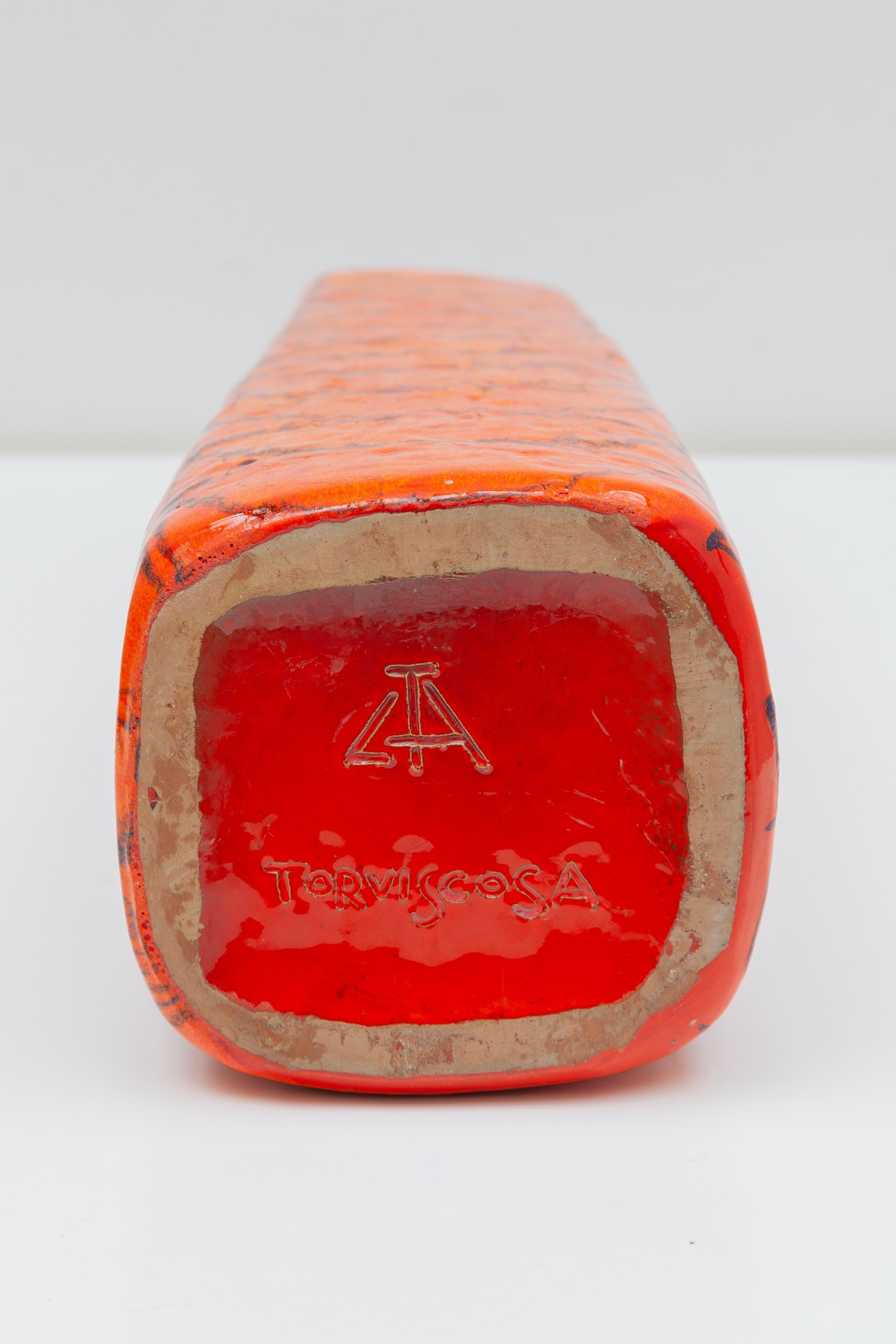 Gran jarrón de suelo naranja diseñado por Torviscosa, Italia, 1960 mediados del siglo XX en venta