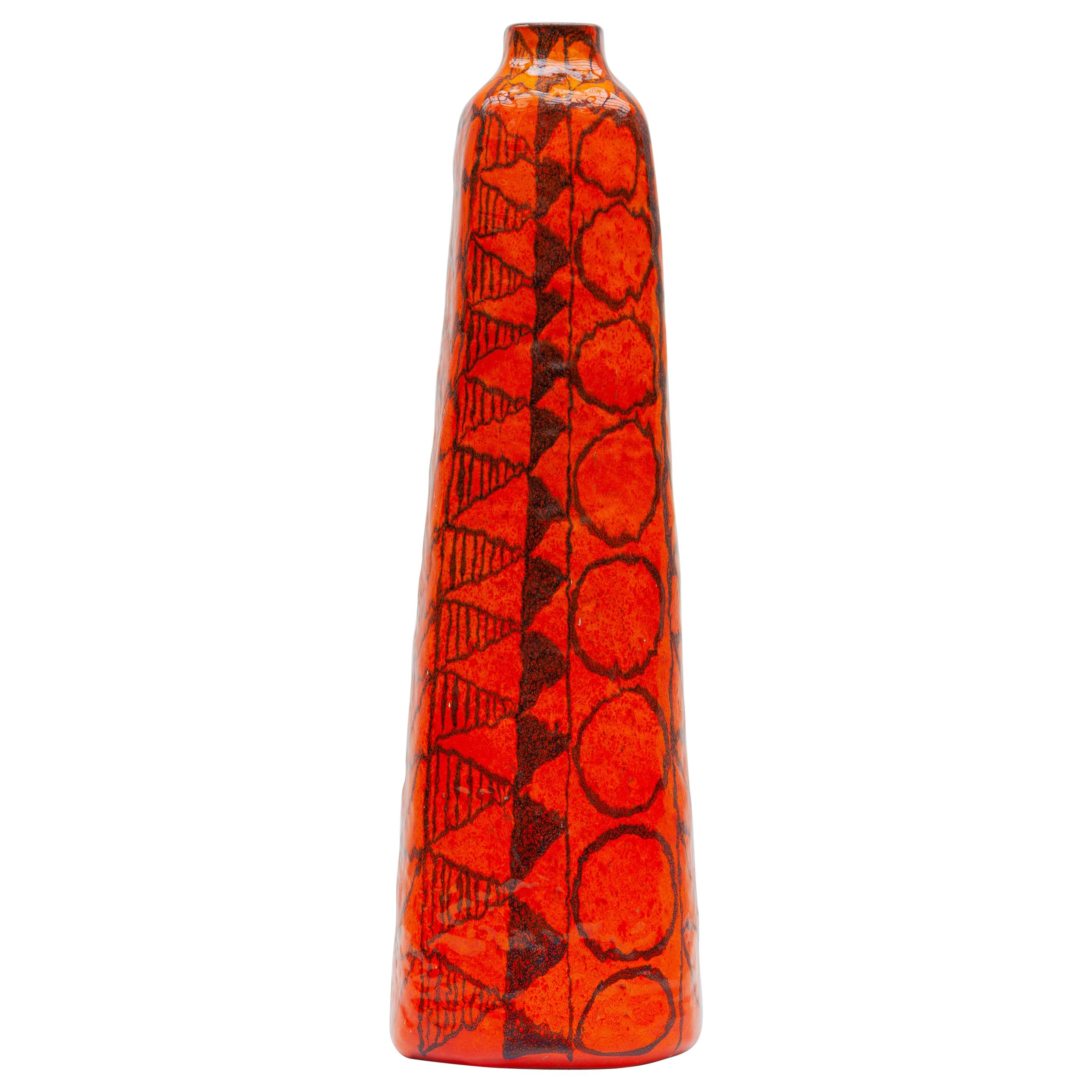 Orange Large Floor Vase Designed by Torviscosa, Italy, 1960 For Sale