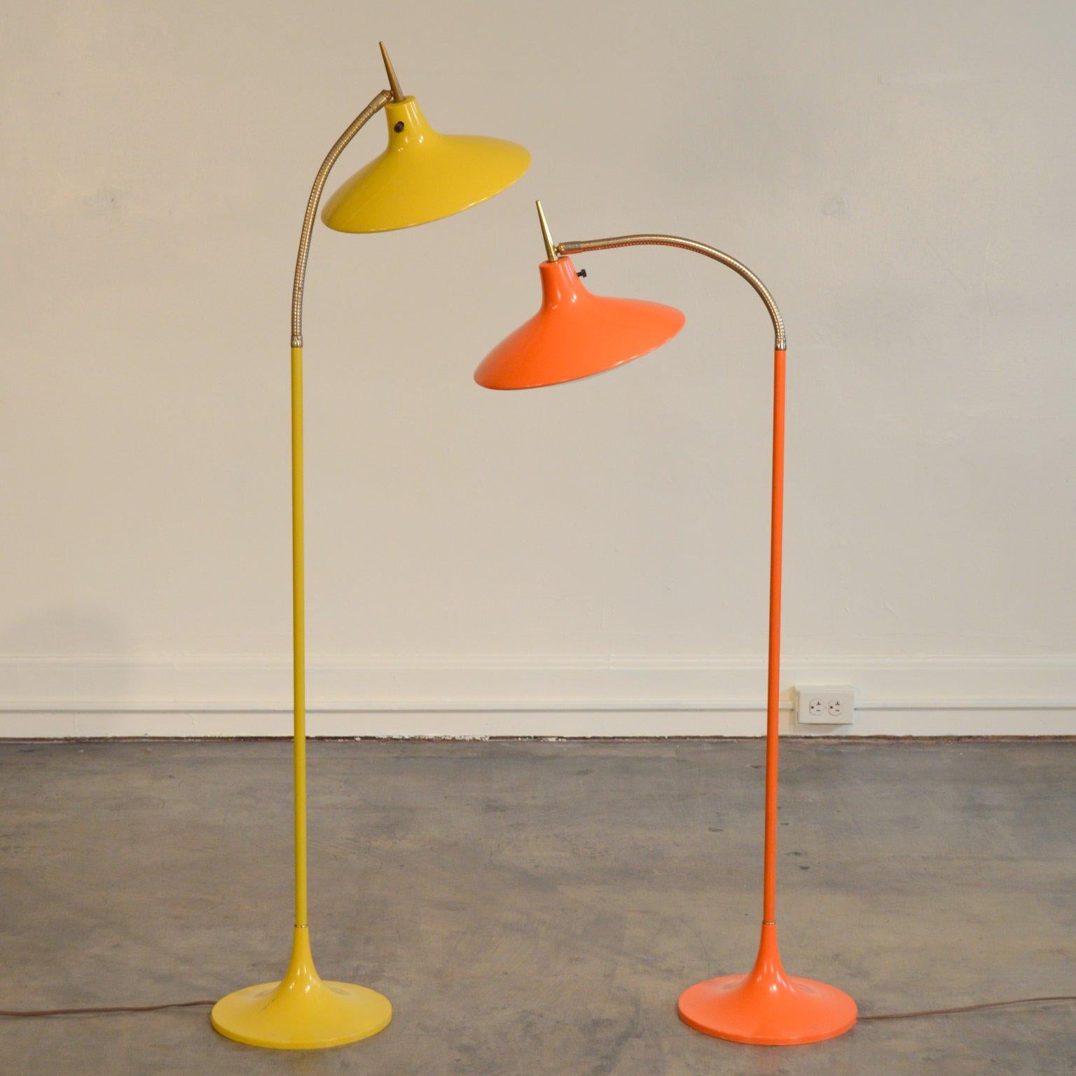 Mid-Century Modern Mid Century Orange Articulating Floor Lamp by Richard Barr and Harold Weiss
