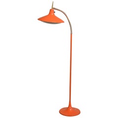 Mid Century Orange Articulating Floor Lamp by Richard Barr and Harold Weiss