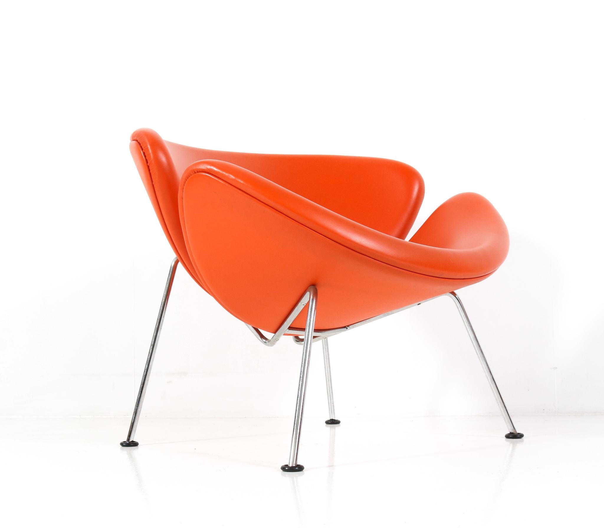 Orange Leather Orange Slice Lounge Chair by Pierre Paulin for Artifort, 1990s 4