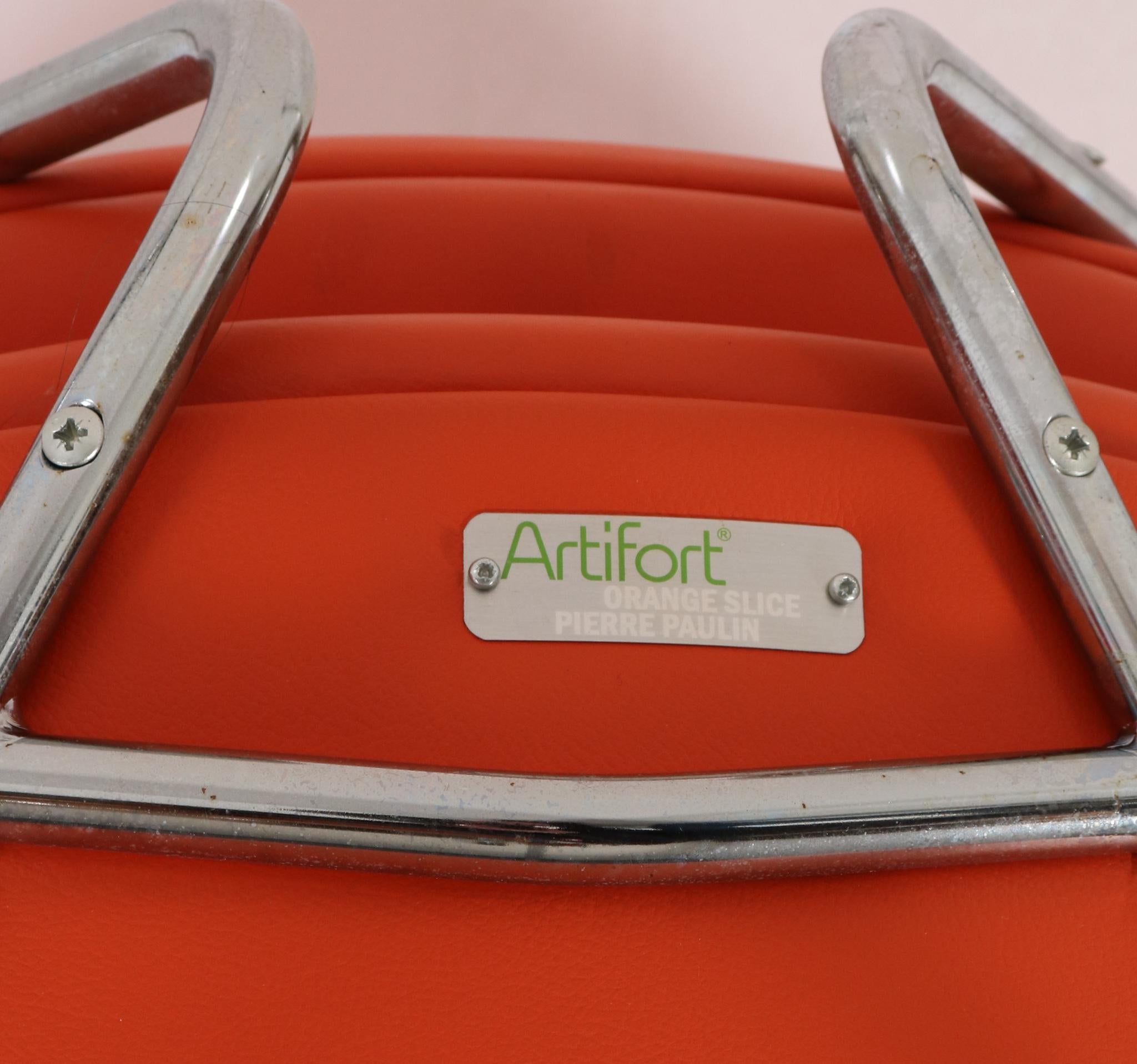 Orange Leather Orange Slice Lounge Chair by Pierre Paulin for Artifort, 1990s 5