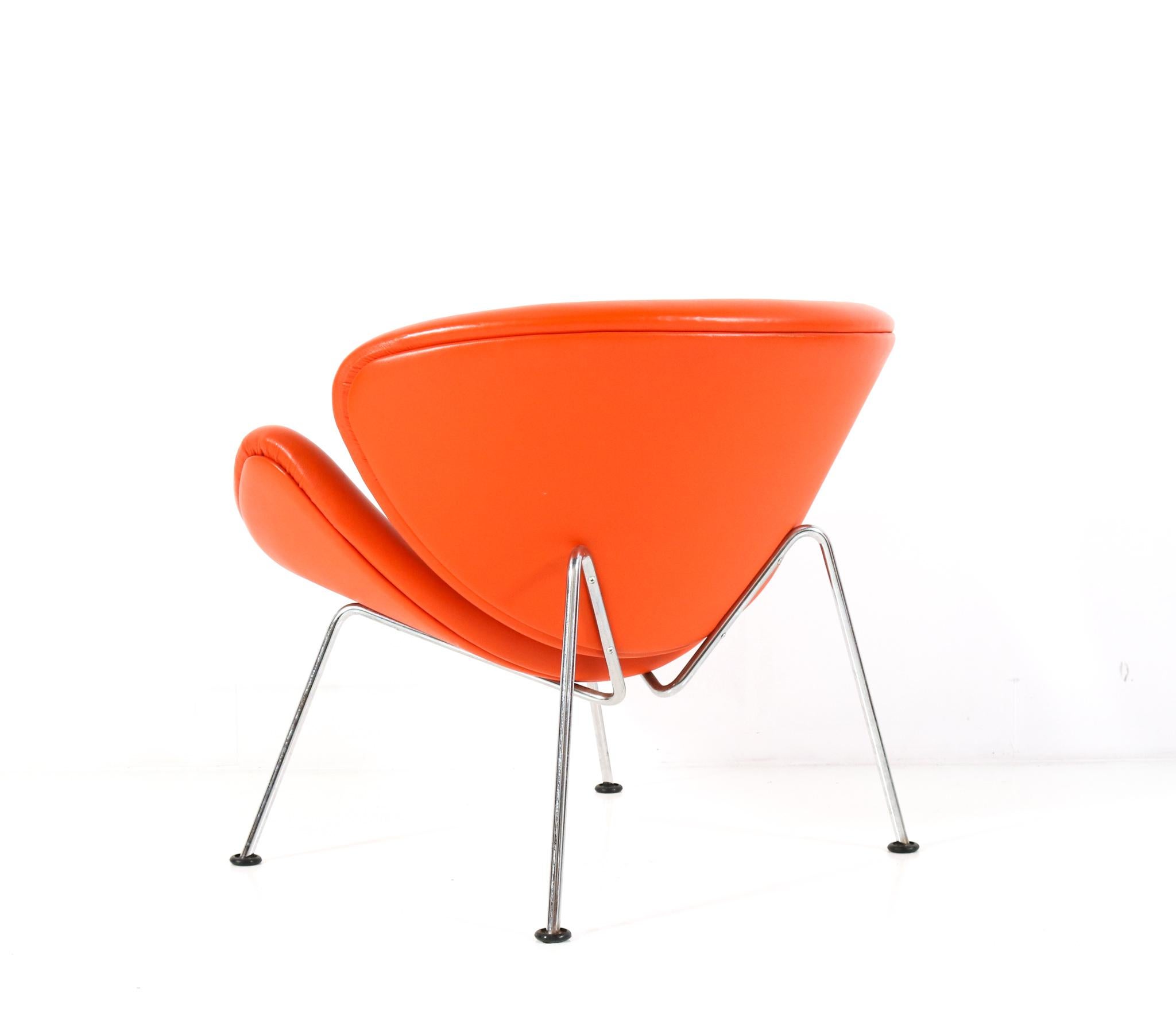 Orange Leather Orange Slice Lounge Chair by Pierre Paulin for Artifort, 1990s 1