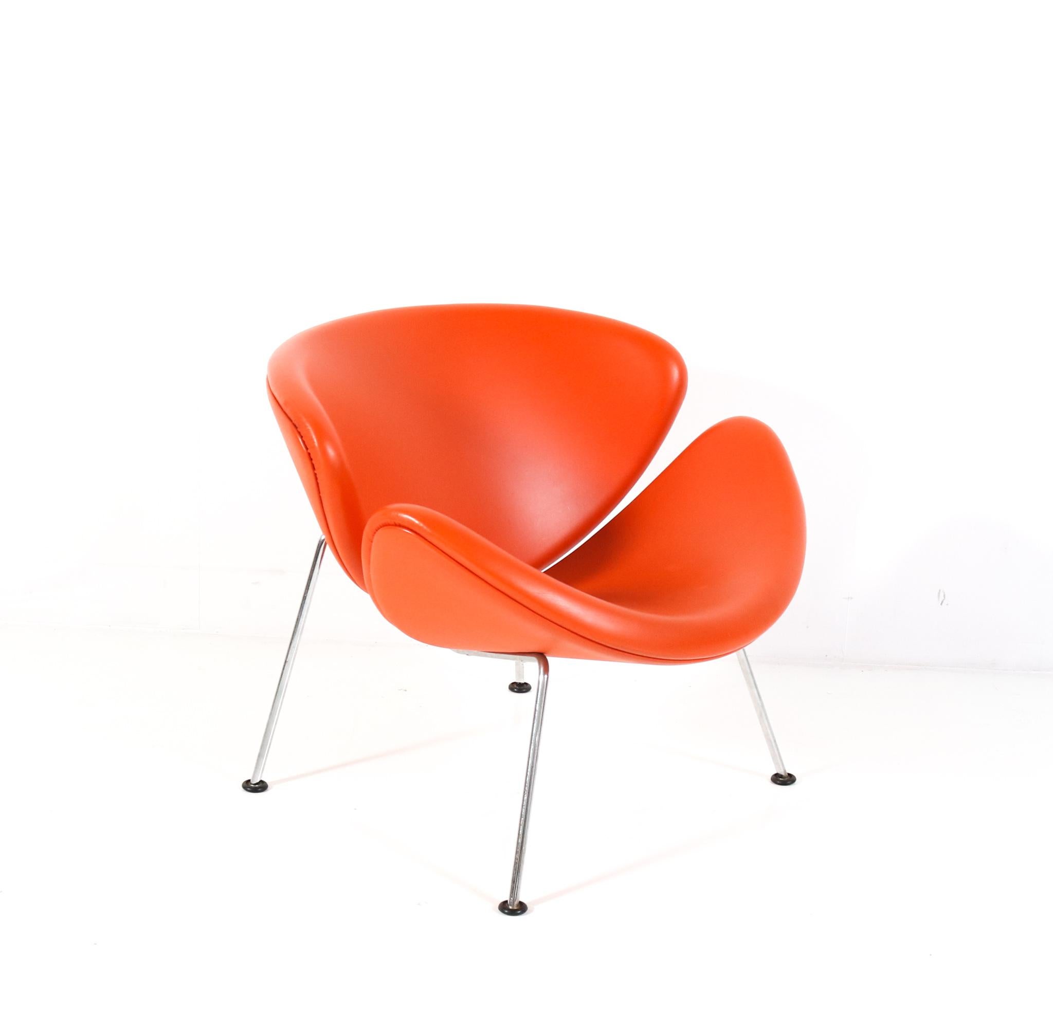 Orange Leather Orange Slice Lounge Chair by Pierre Paulin for Artifort, 1990s 3