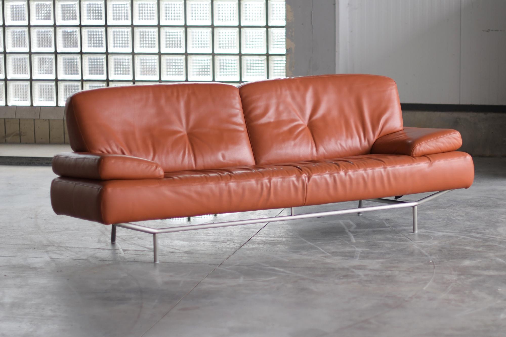 Orange Leather Sofa Model 2700, Rolf Benz, Germany, Labeled In Excellent Condition In Buggenhout, Oost-Vlaanderen