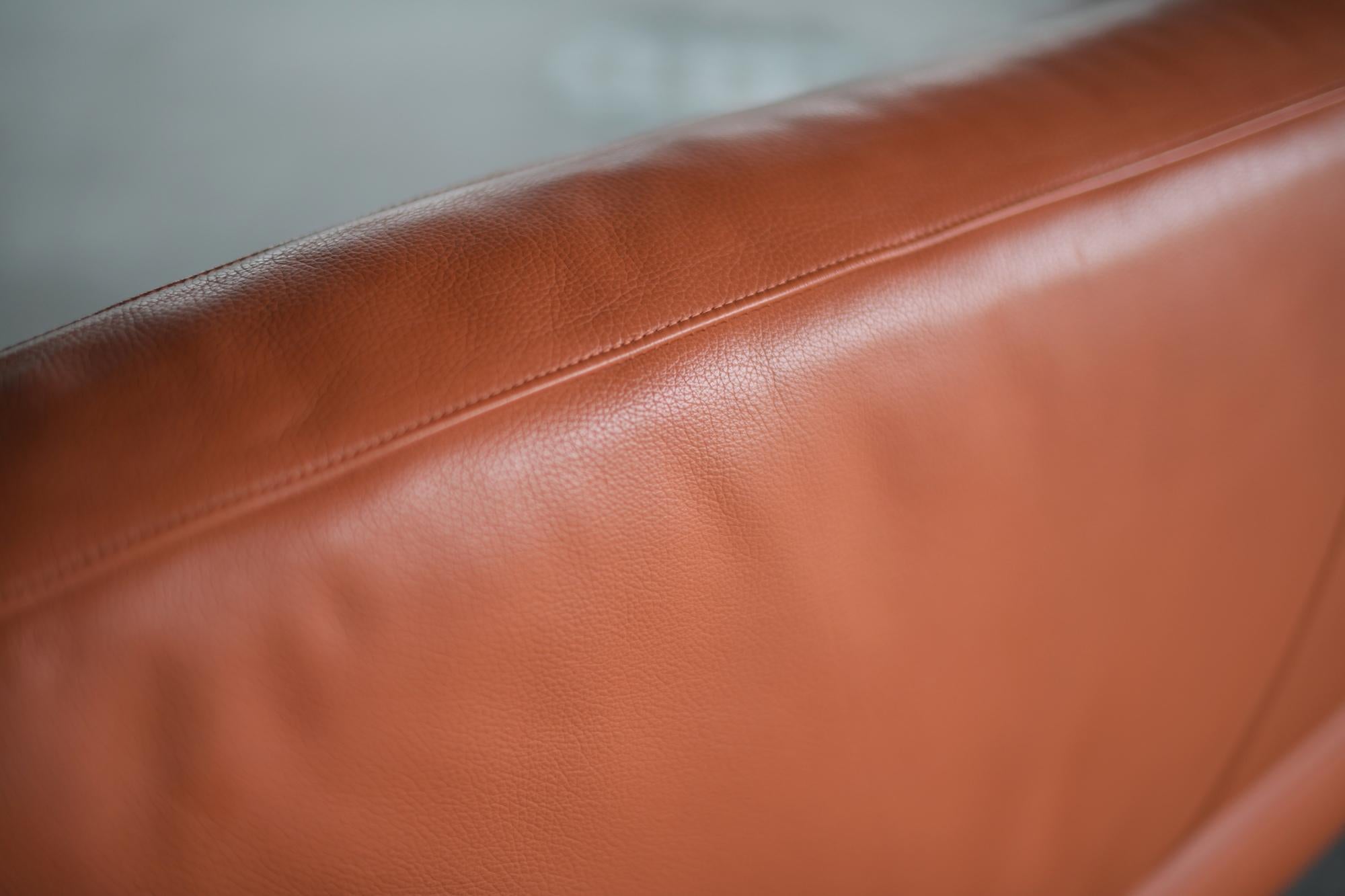 Orange Leather Sofa Model 2700, Rolf Benz, Germany, Labeled 1