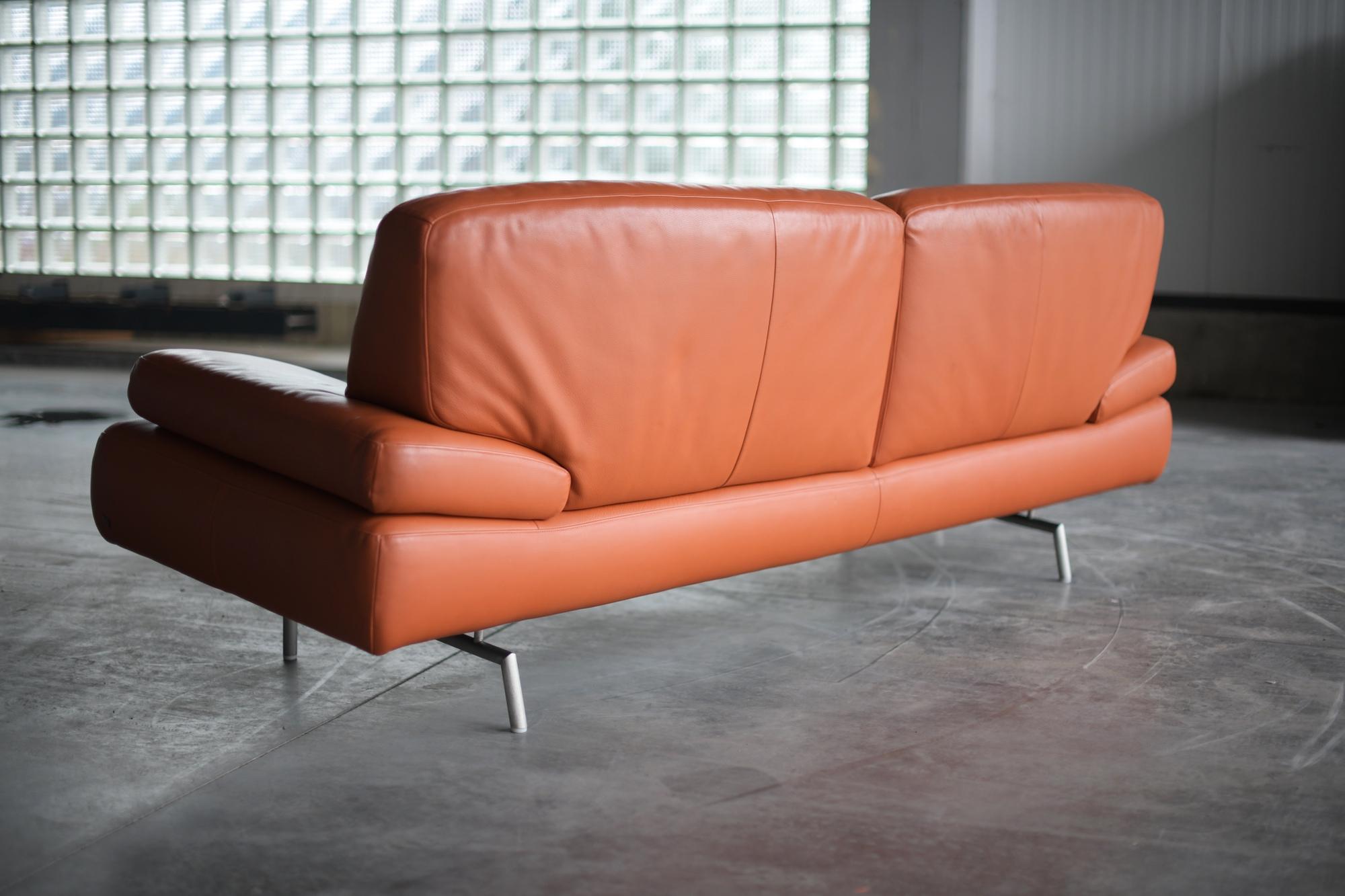 Orange Leather Sofa Model 2700, Rolf Benz, Germany, Labeled 3