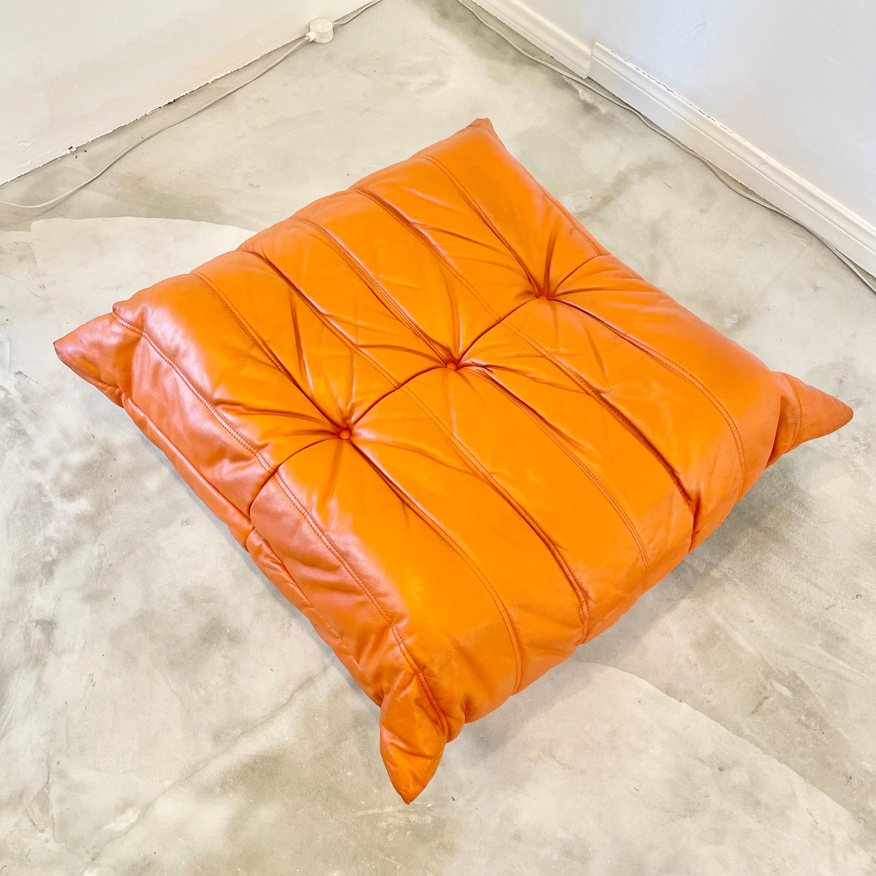 Orange Leather Togo Set by Ligne Roset, 1980s France 3