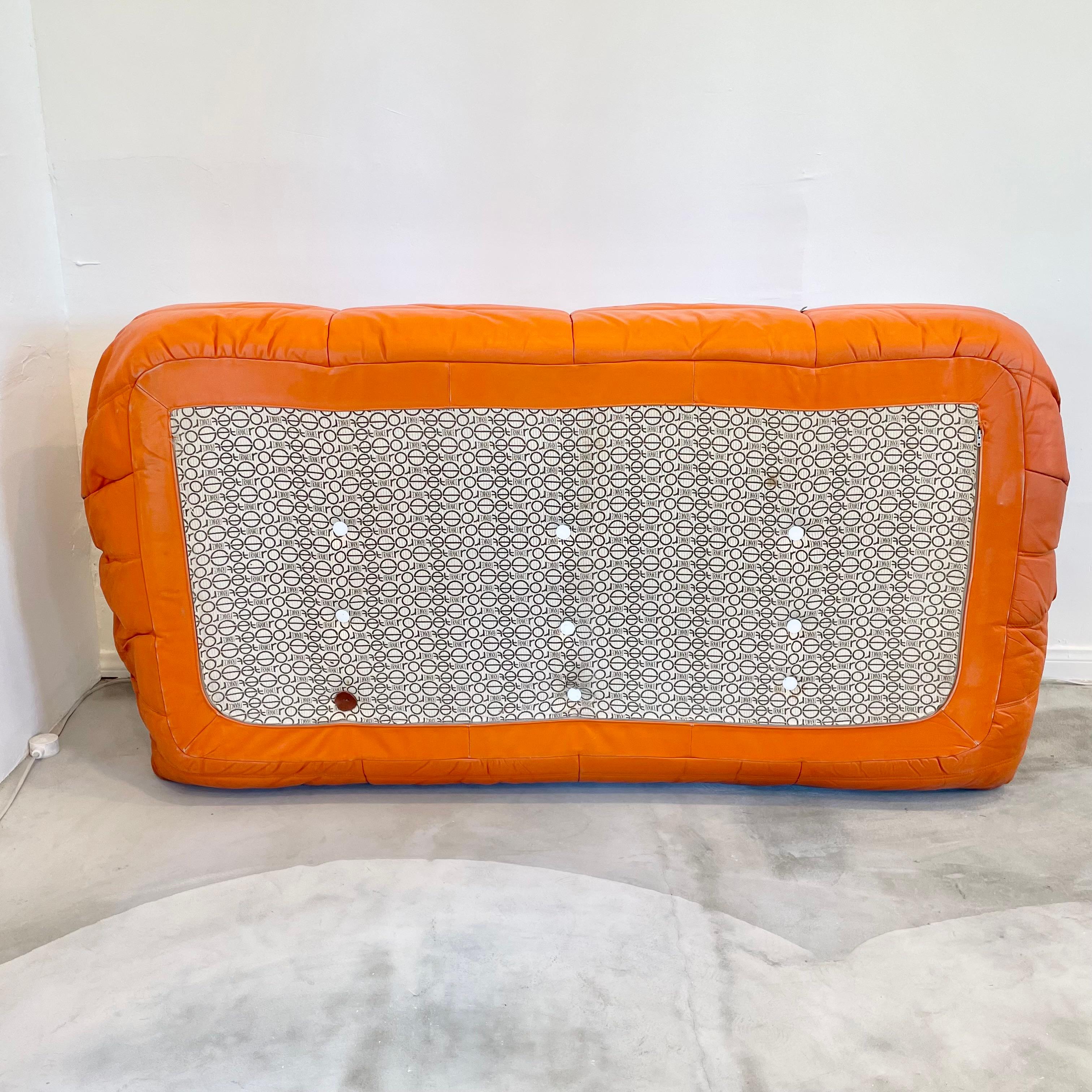 Orange Leather Togo Set by Ligne Roset, 1980s France 5