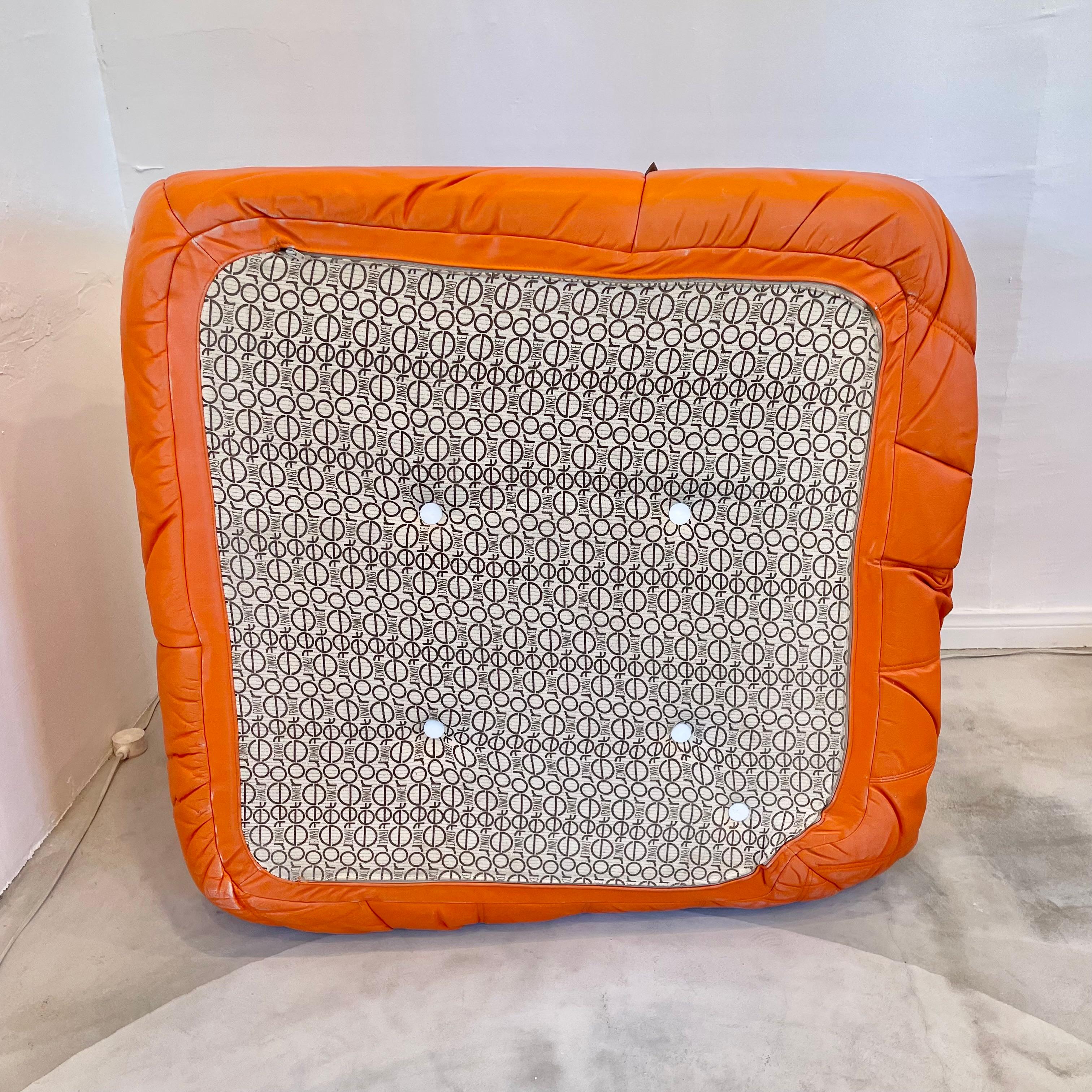 Orange Leather Togo Set by Ligne Roset, 1980s France 6