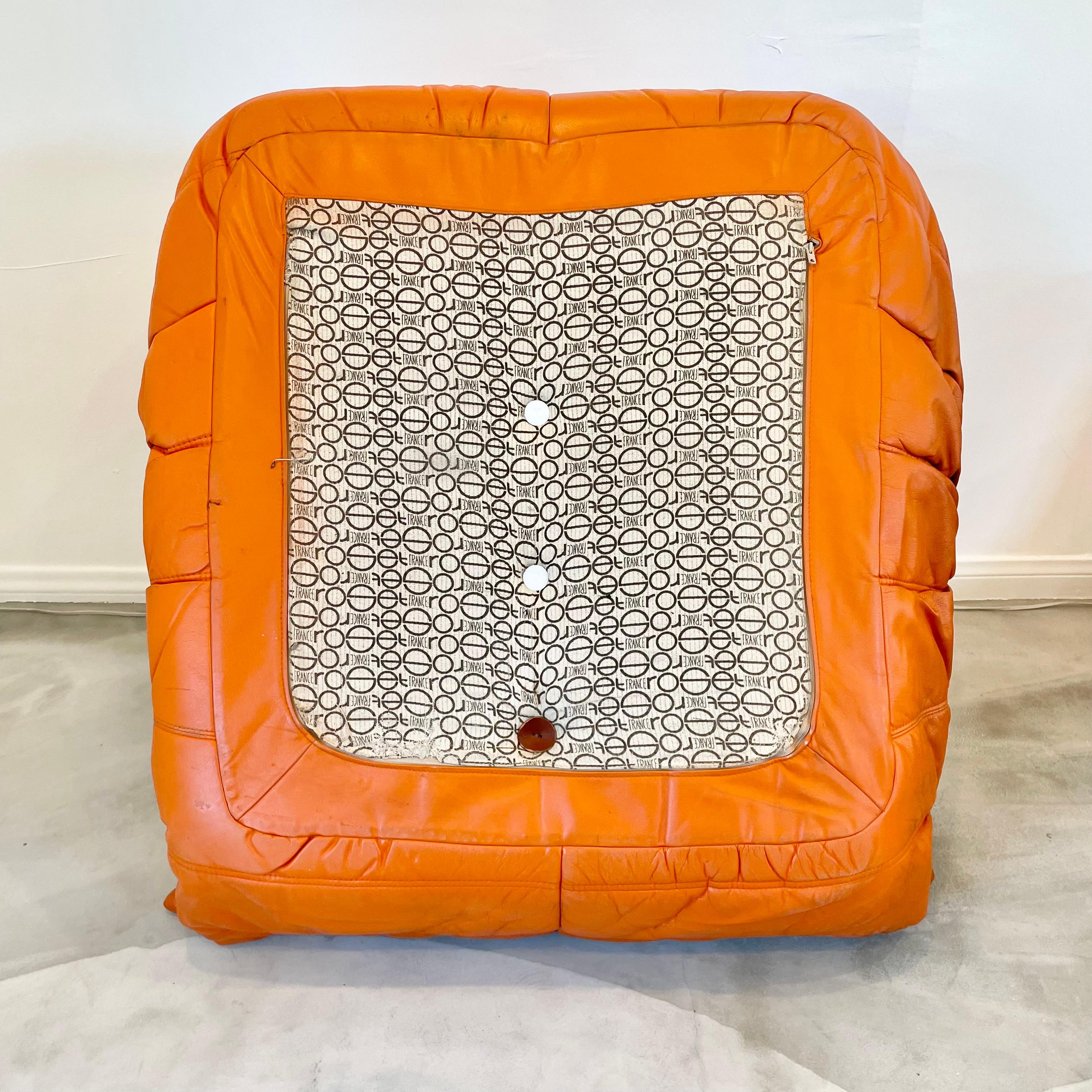 Orange Leather Togo Set by Ligne Roset, 1980s France 7