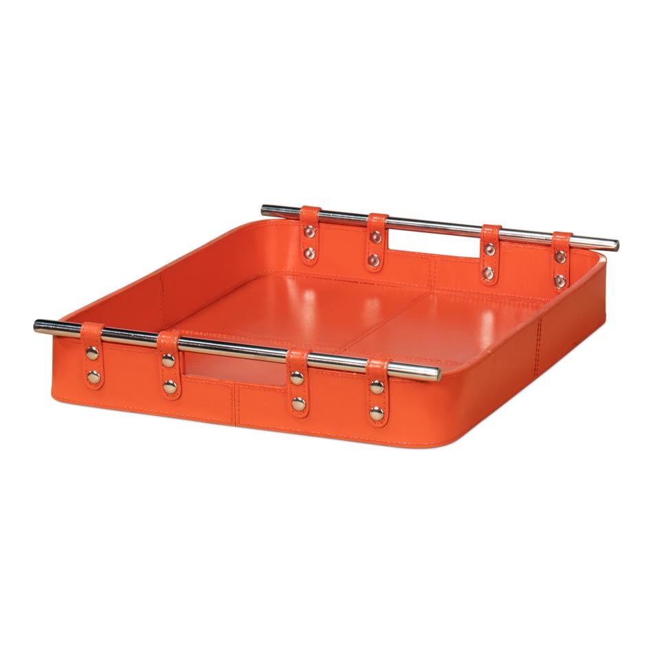 Orange Leather Tray For Sale 3