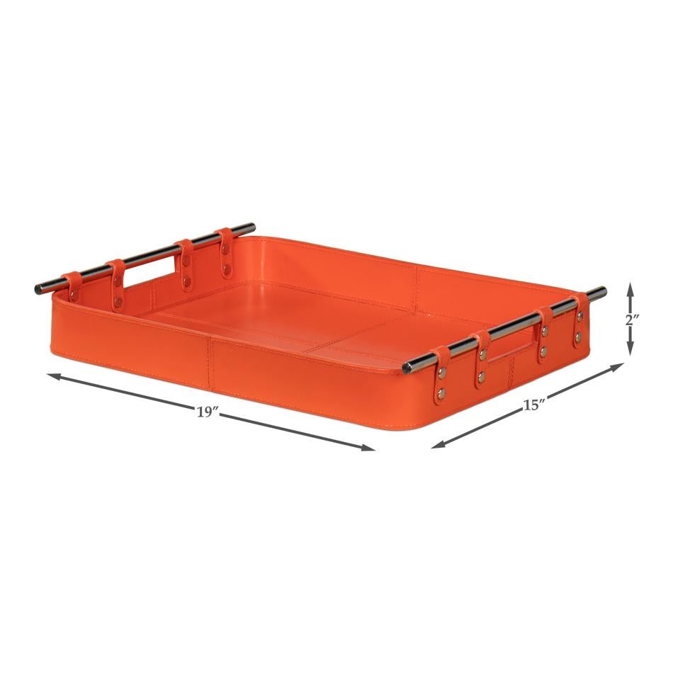 Orange Leather Tray For Sale 4