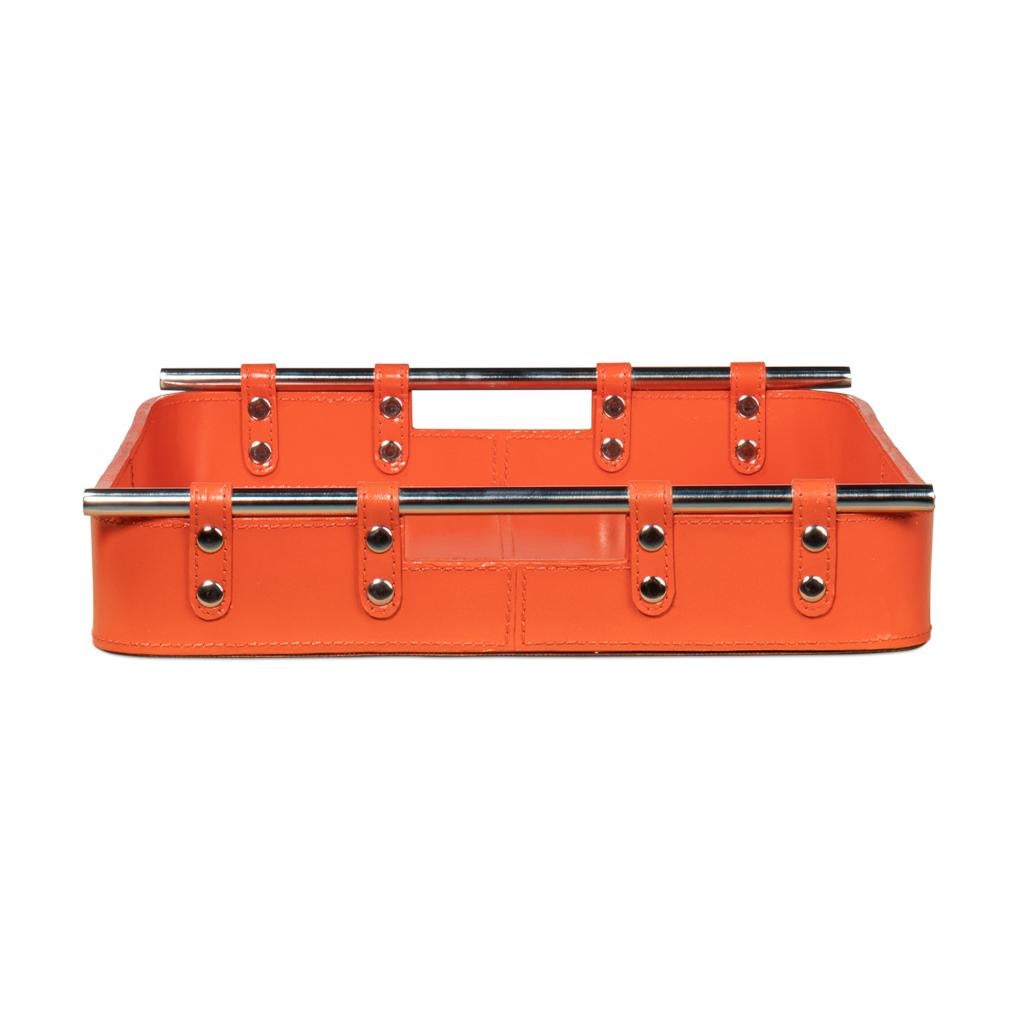 Orange Leather Tray For Sale 1