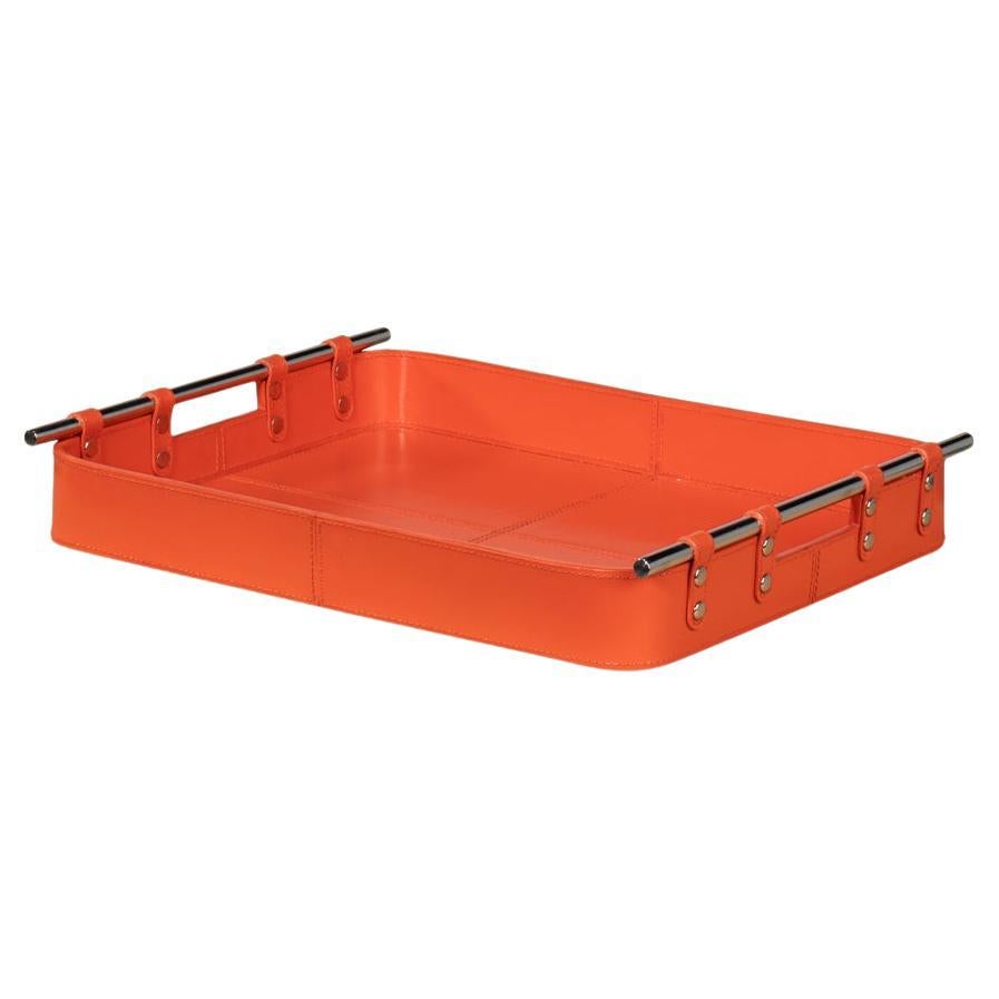 Orange Leather Tray For Sale