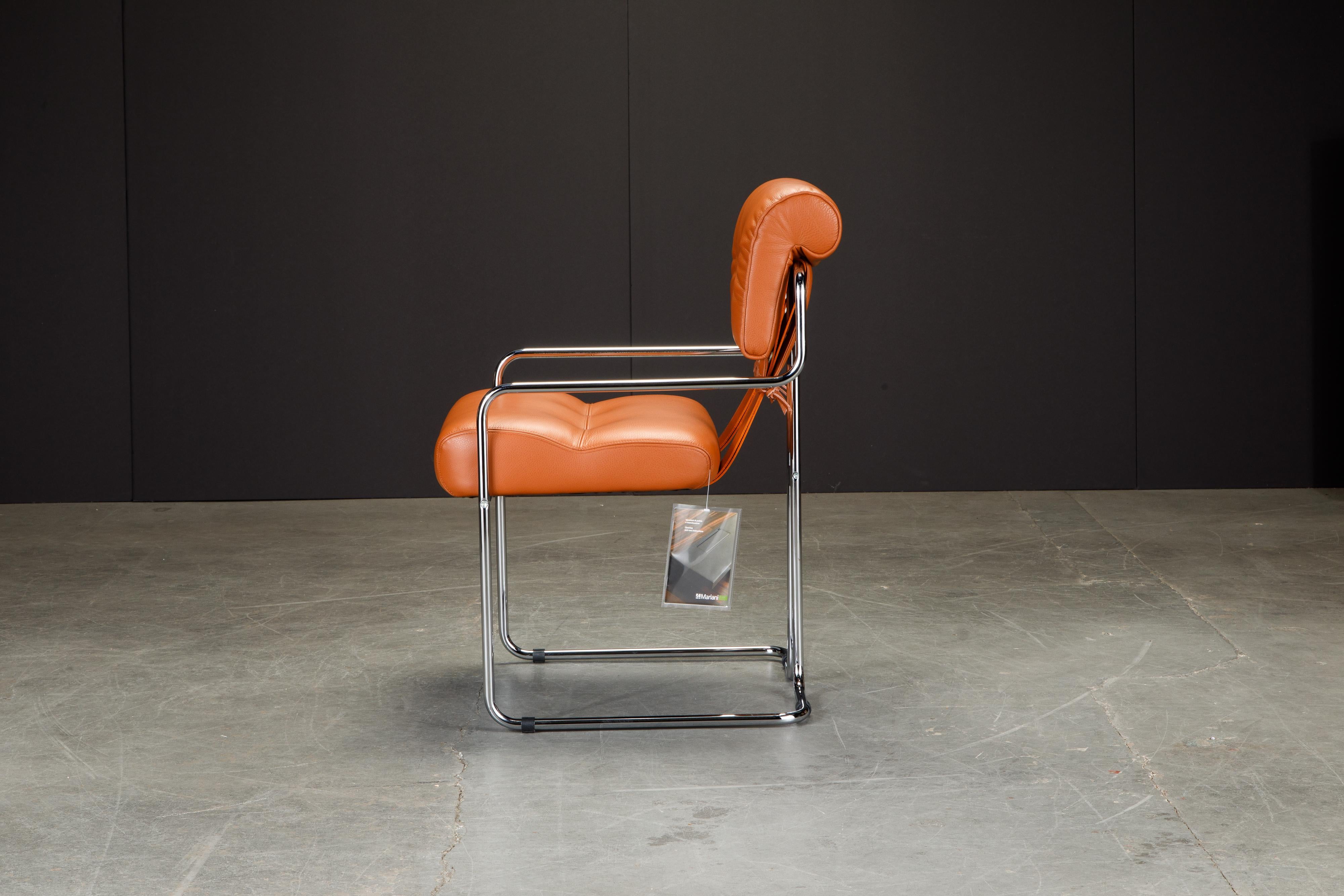 Orange Leather Tucroma Chairs by Guido Faleschini for Mariani, Signed, New For Sale 1