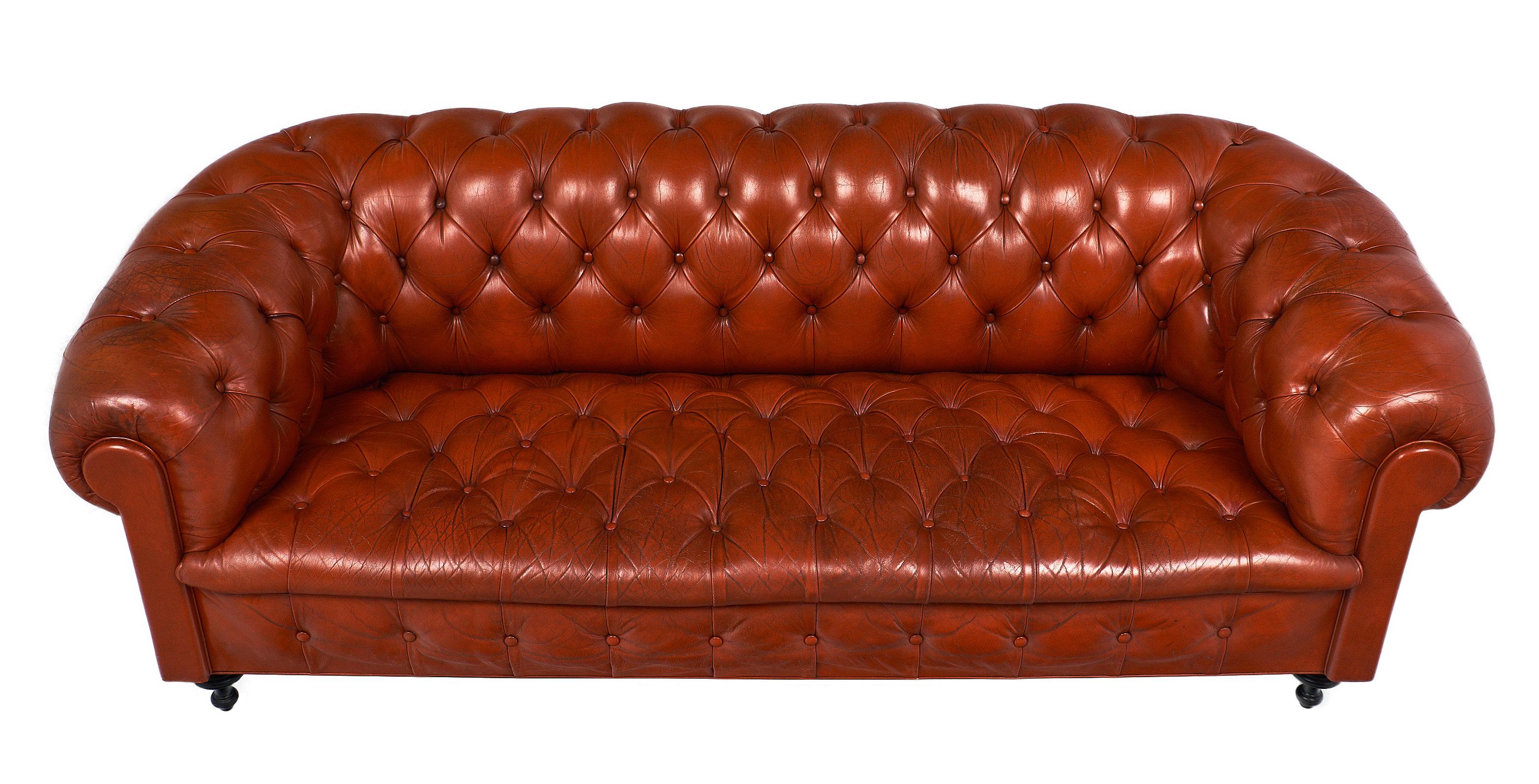 orange leather chesterfield sofa