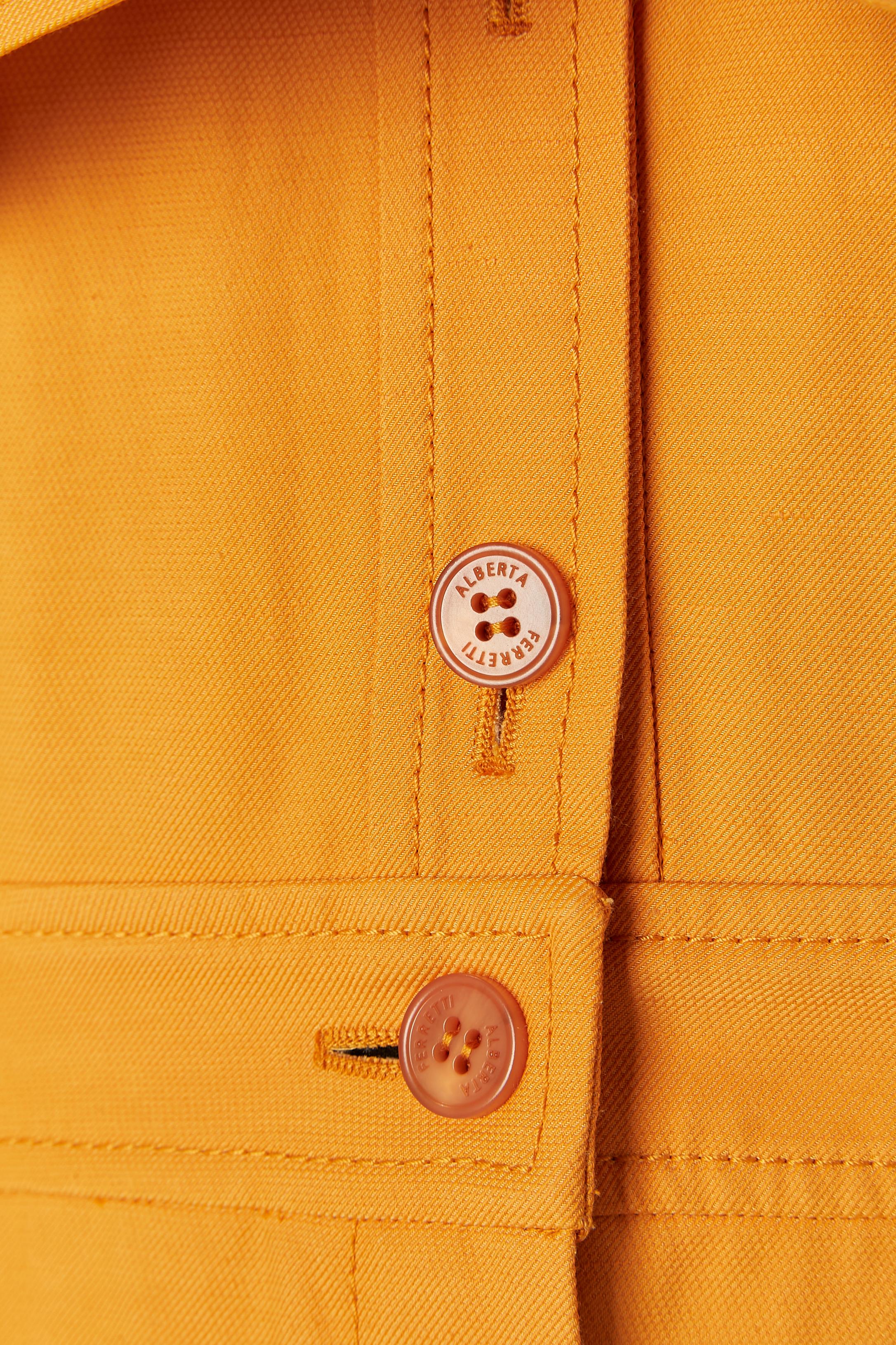 Women's Orange linen and rayon jumpsuit with pockets Alberta Ferretti For Sale