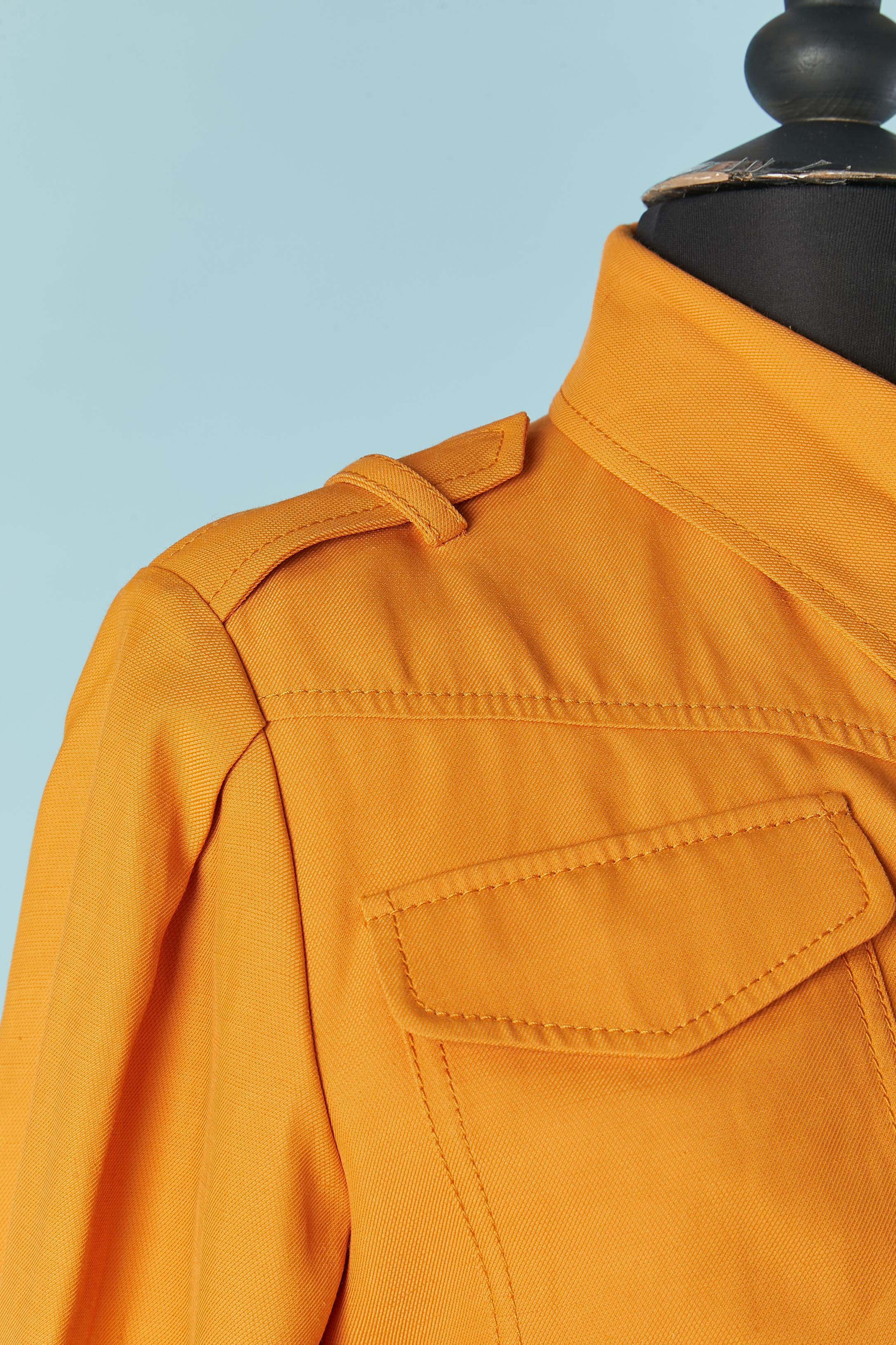 Orange linen and rayon jumpsuit with pockets Alberta Ferretti For Sale 2