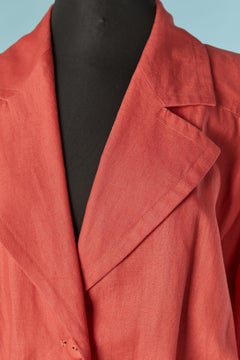 Orange linen day dress Yves Saint Laurent Rive Gauche SS 1989