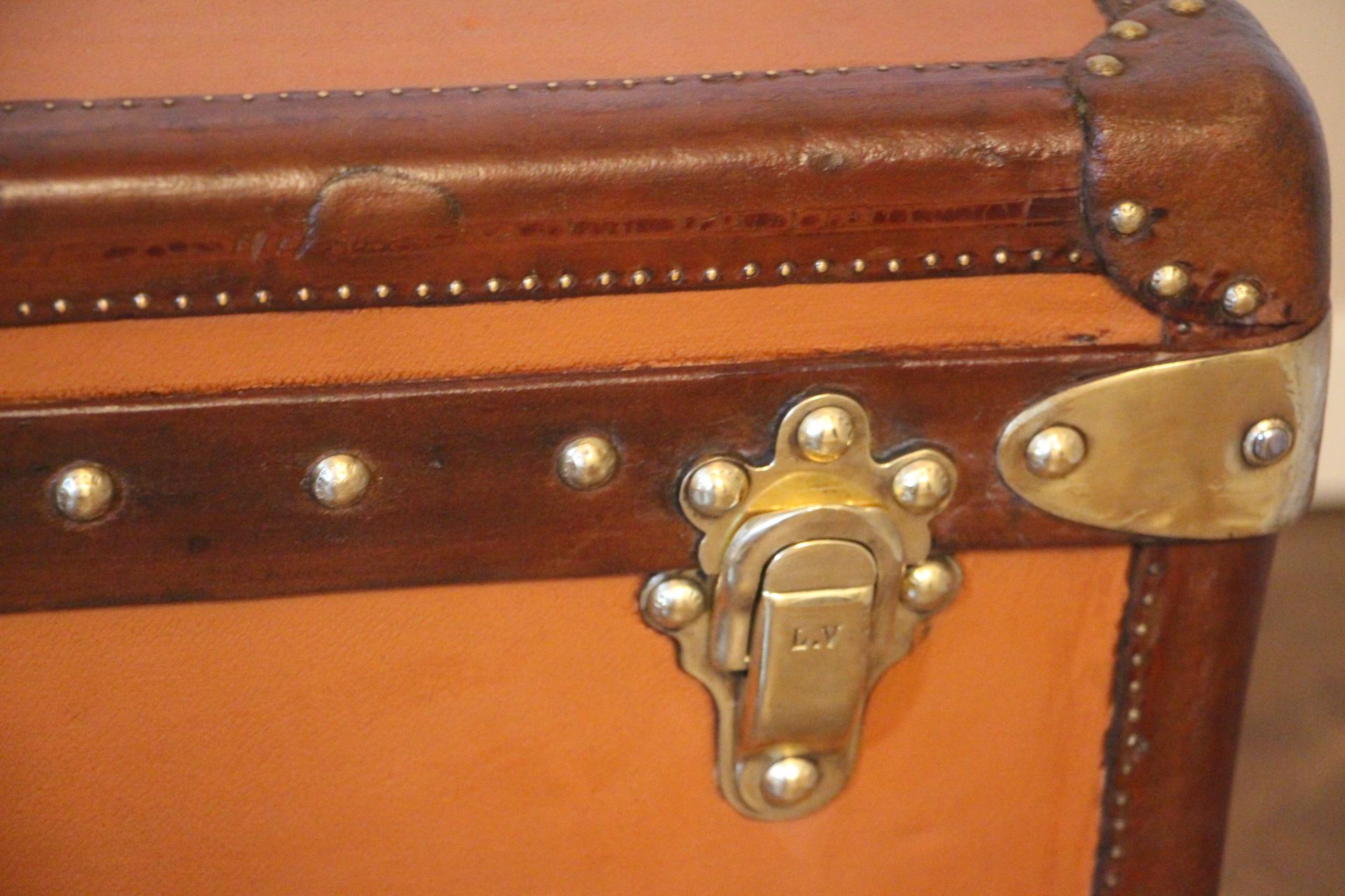 French Orange Louis Vuitton Steamer Trunk, Orange Louis Vuitton Trunk, Vuitton Trunk