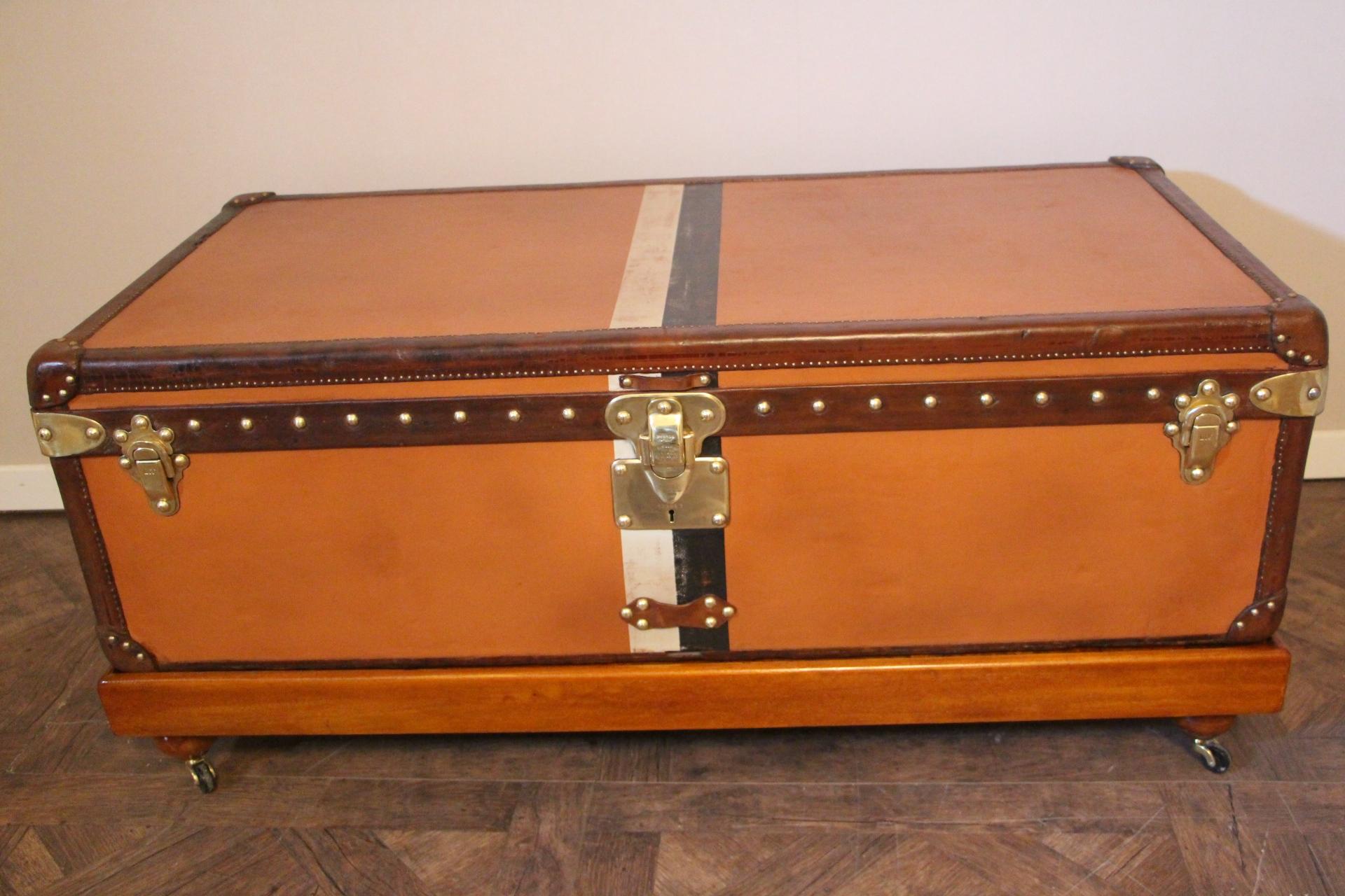 Early 20th Century Orange Louis Vuitton Steamer Trunk, Orange Louis Vuitton Trunk, Vuitton Trunk