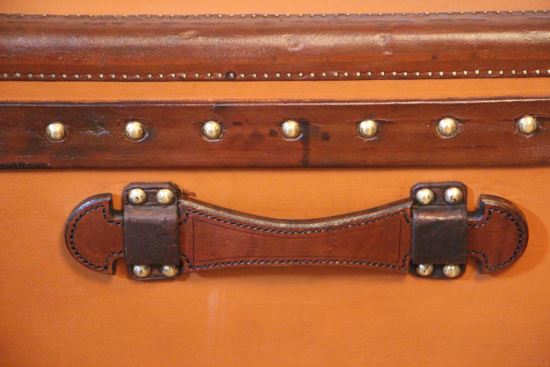 Brass Orange Louis Vuitton Steamer Trunk, Orange Louis Vuitton Trunk, Vuitton Trunk