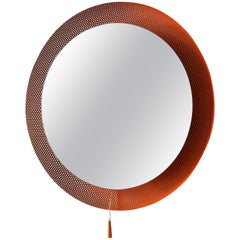 Orange Luminated Mirror on Perforated Frame, the Netherlands, 1950s-1960s