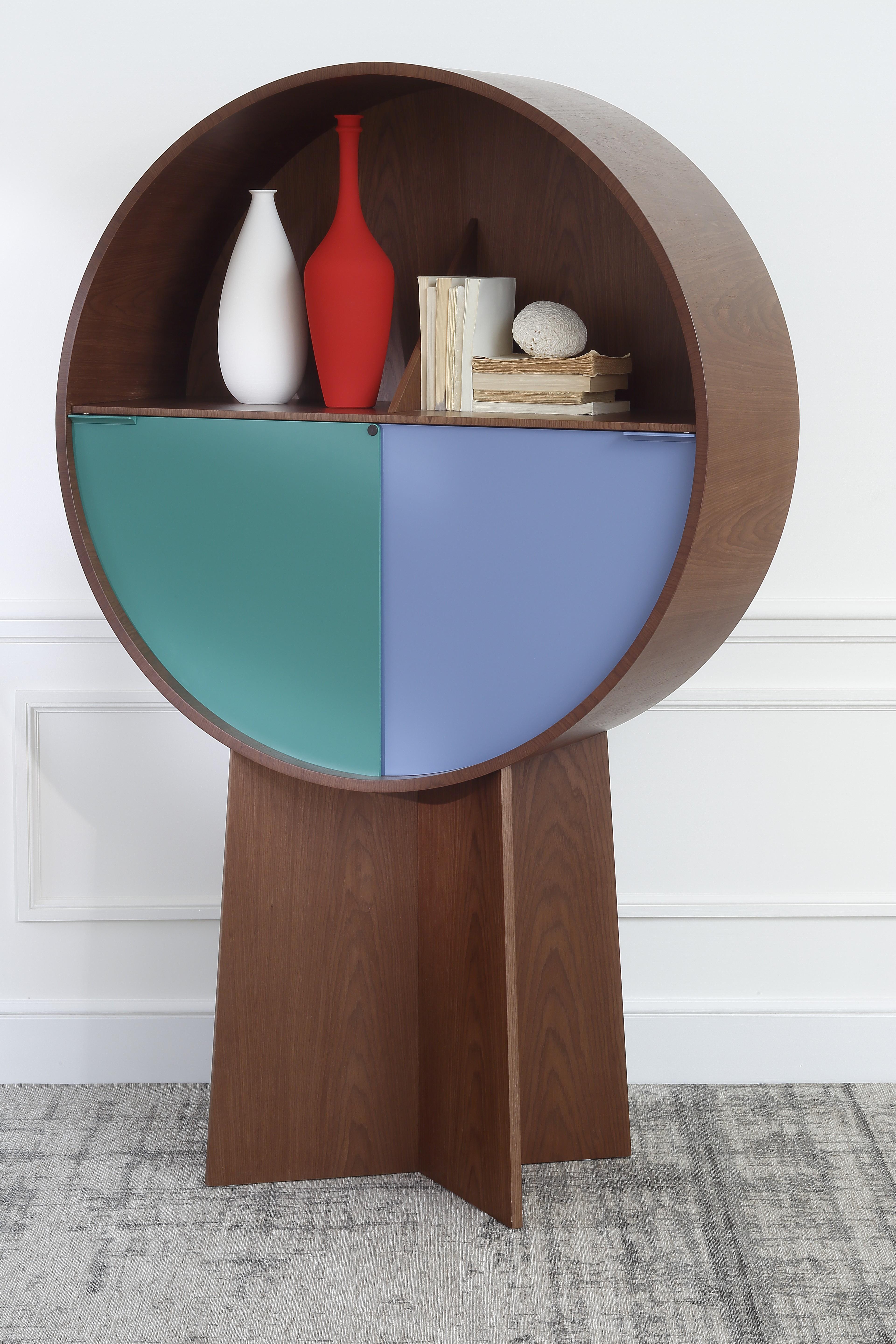 Orange Luna Walnut Cabinet by Patricia Urquiola In New Condition For Sale In Geneve, CH