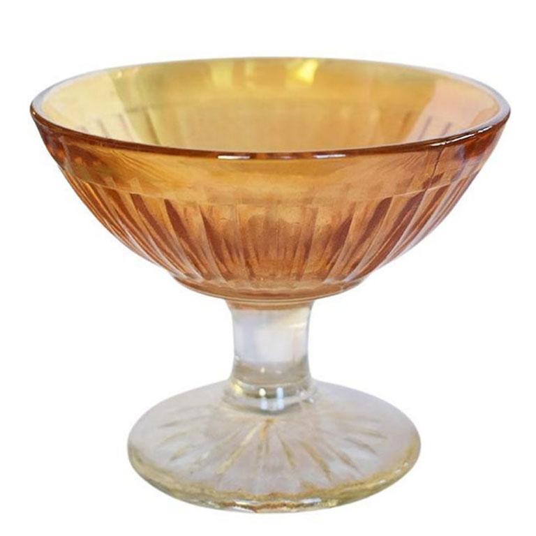 Orange Marigold Amber Coupe Champagne or Sorbet Ice Cream Glasses, Set