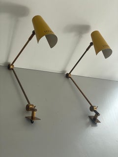 Orange Metal and Brass Pair of Sconces by Stilnovo, 1960, Italy