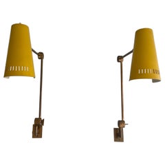 Orange Metal and Brass Pair of Sconces by Stilnovo, 1960, Italy