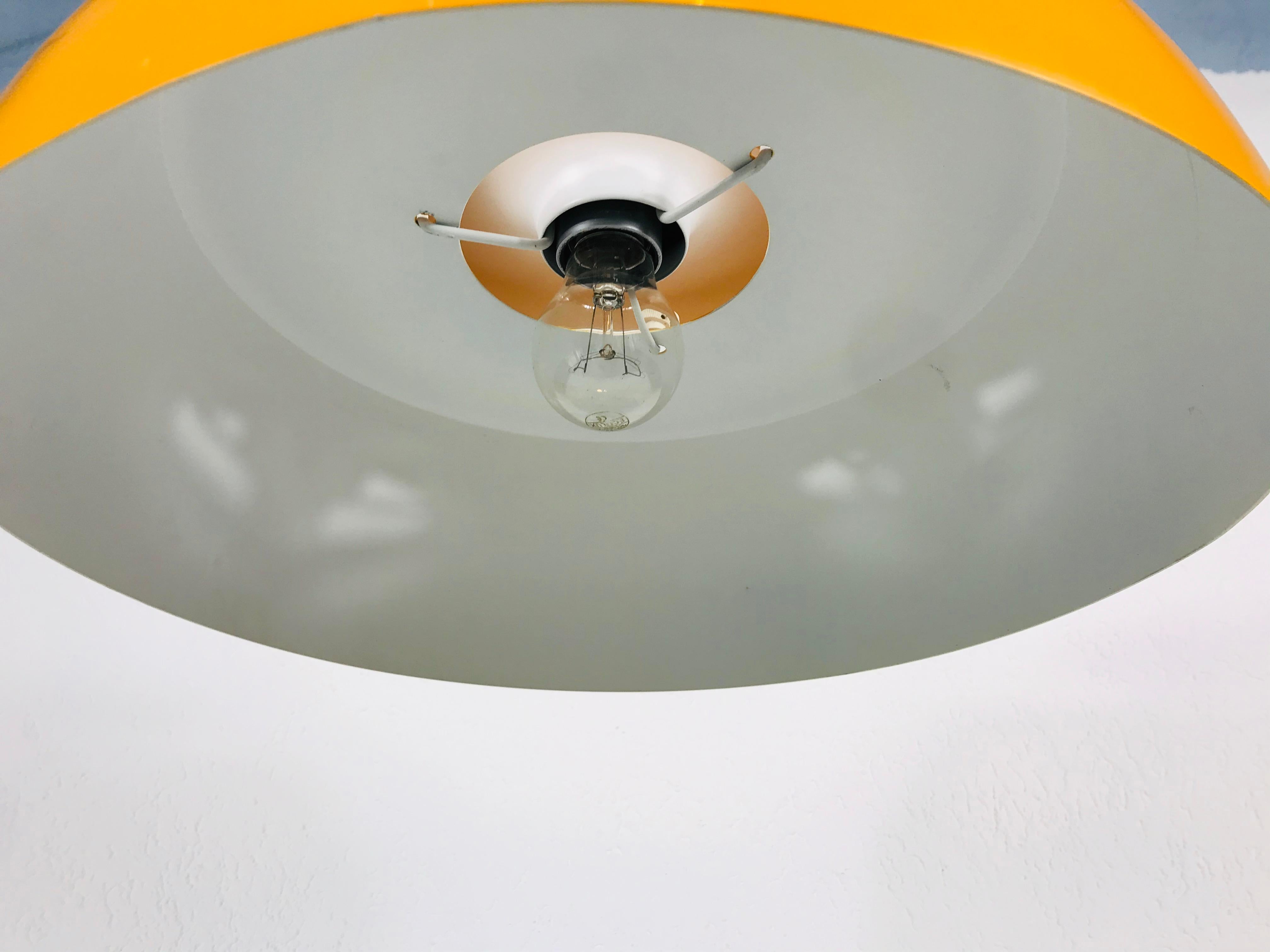 Orange Metal Pendant Lamp by Temde, 1970s In Good Condition For Sale In Hagenbach, DE