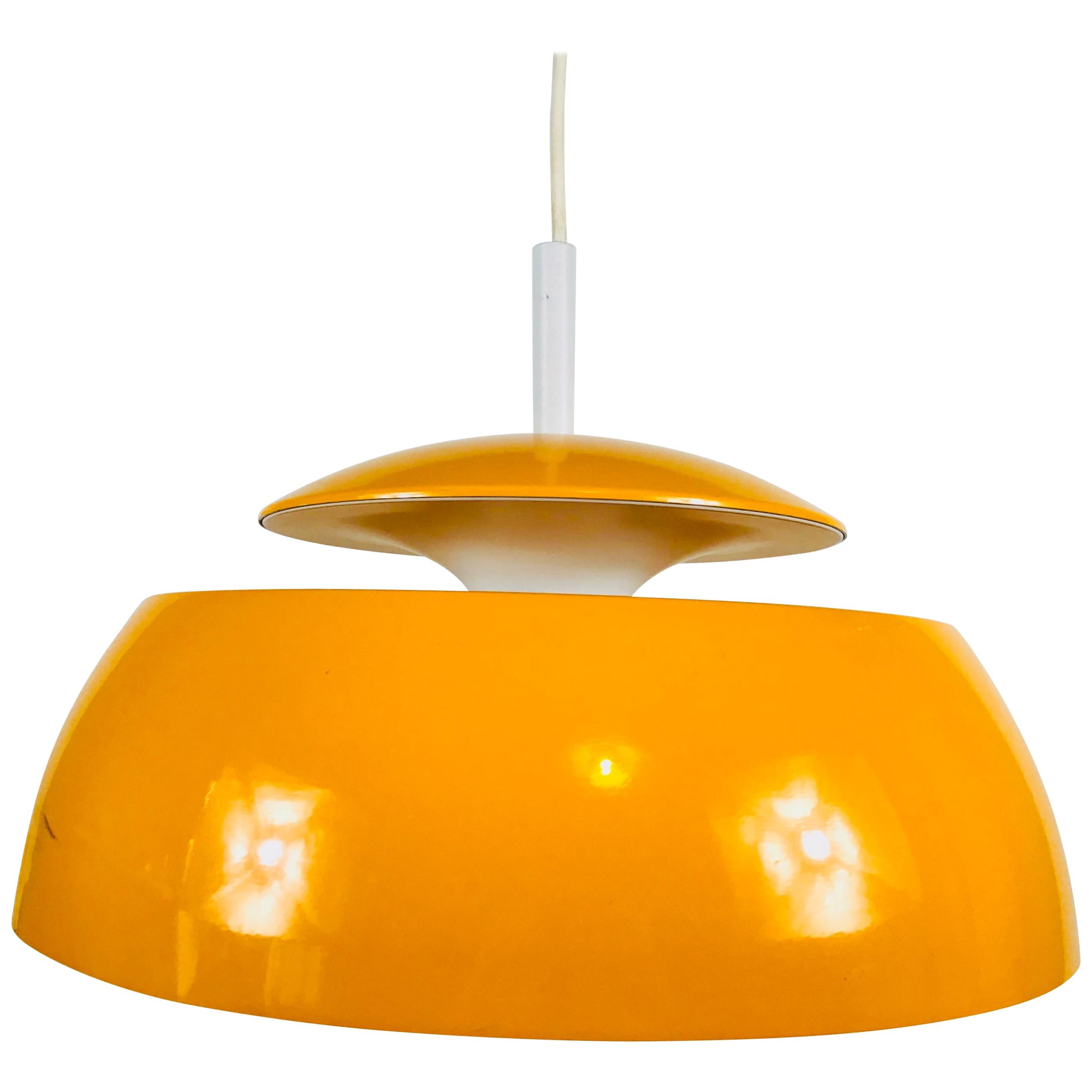 Orange Metal Pendant Lamp by Temde, 1970s For Sale